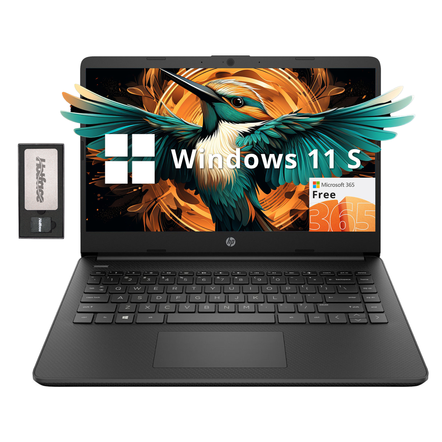 HP Stream 14" HD BrightView Laptop, Intel Celeron N4120, 416GB Storage, 16GB RAM, Intel UHD Graphics, 1 Year Office 365, Win 11 S, Black