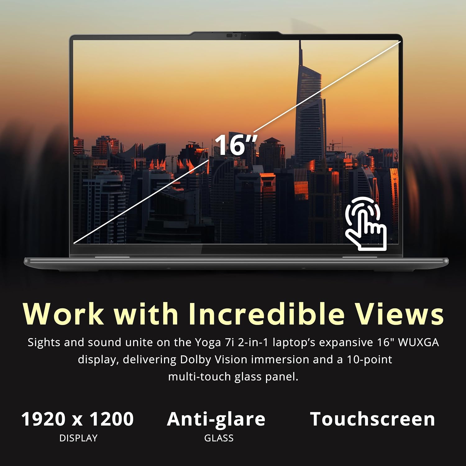 Lenovo Yoga 7i 2-in-1 16" 2K Touchscreen Laptop, Intel Ultra 7 155U, 1.28TB Storage(1TB SSD +288GB Docking Station Set), 16GB LPDDR5X, Backlit