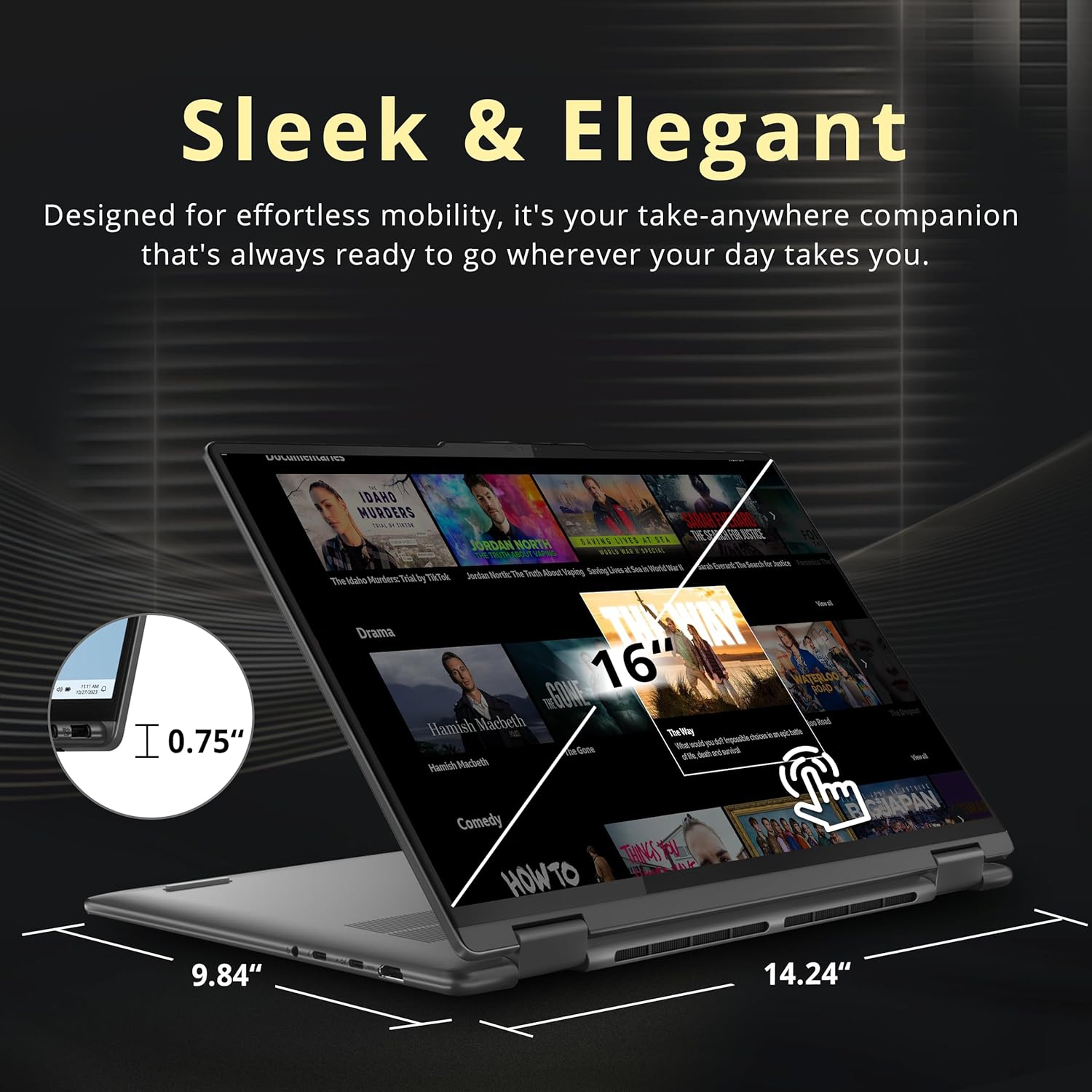 Portable 7i 2-en-1 16 à écran tactile de 2K po Yoga de Lenovo, Ultra 7 155U d'Intel, stockage 2,28&nbsp;To, 16&nbsp;Go LPDDR5X, clavier rétroéclairé,