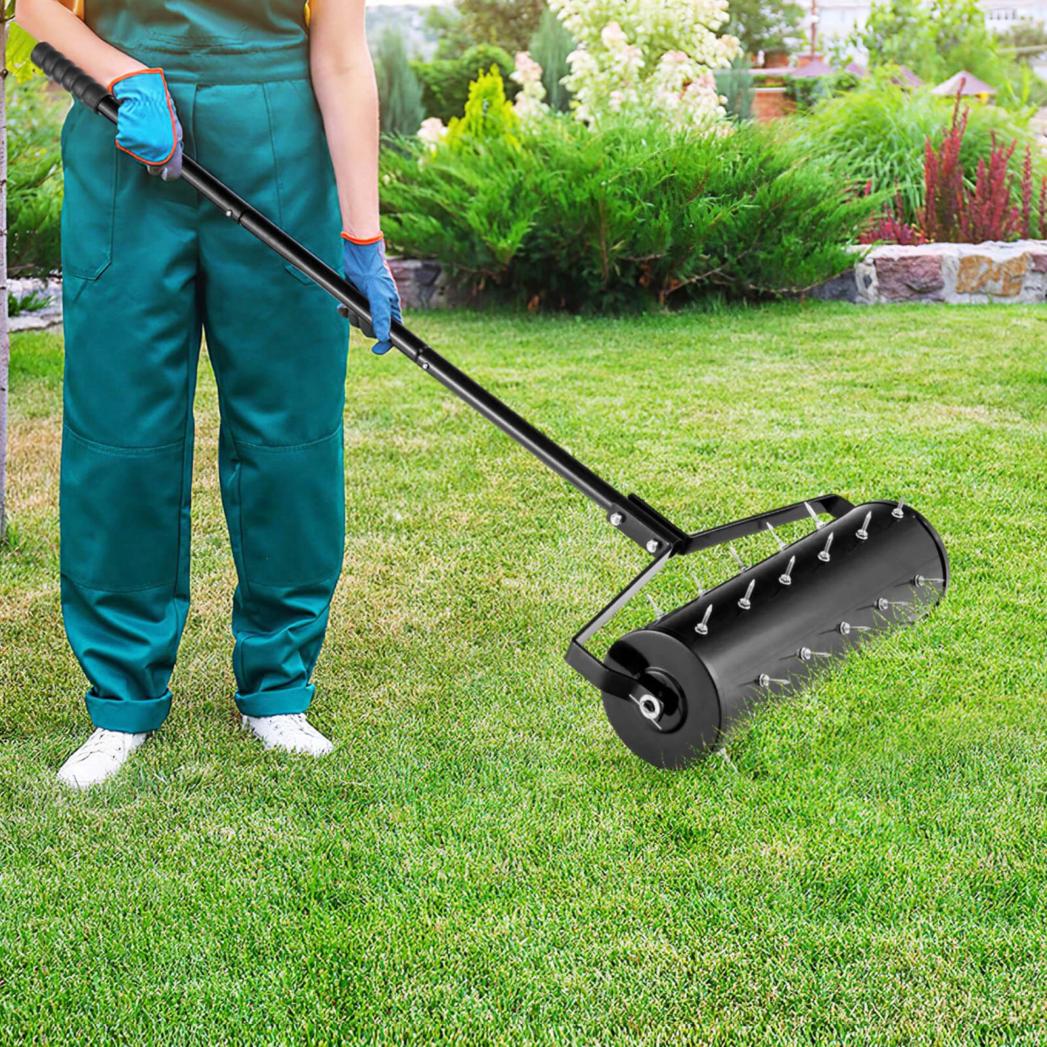 Costway 21" Manual Lawn Aerator Grass Aeration Tool Filled with Sand or Stone with Handle