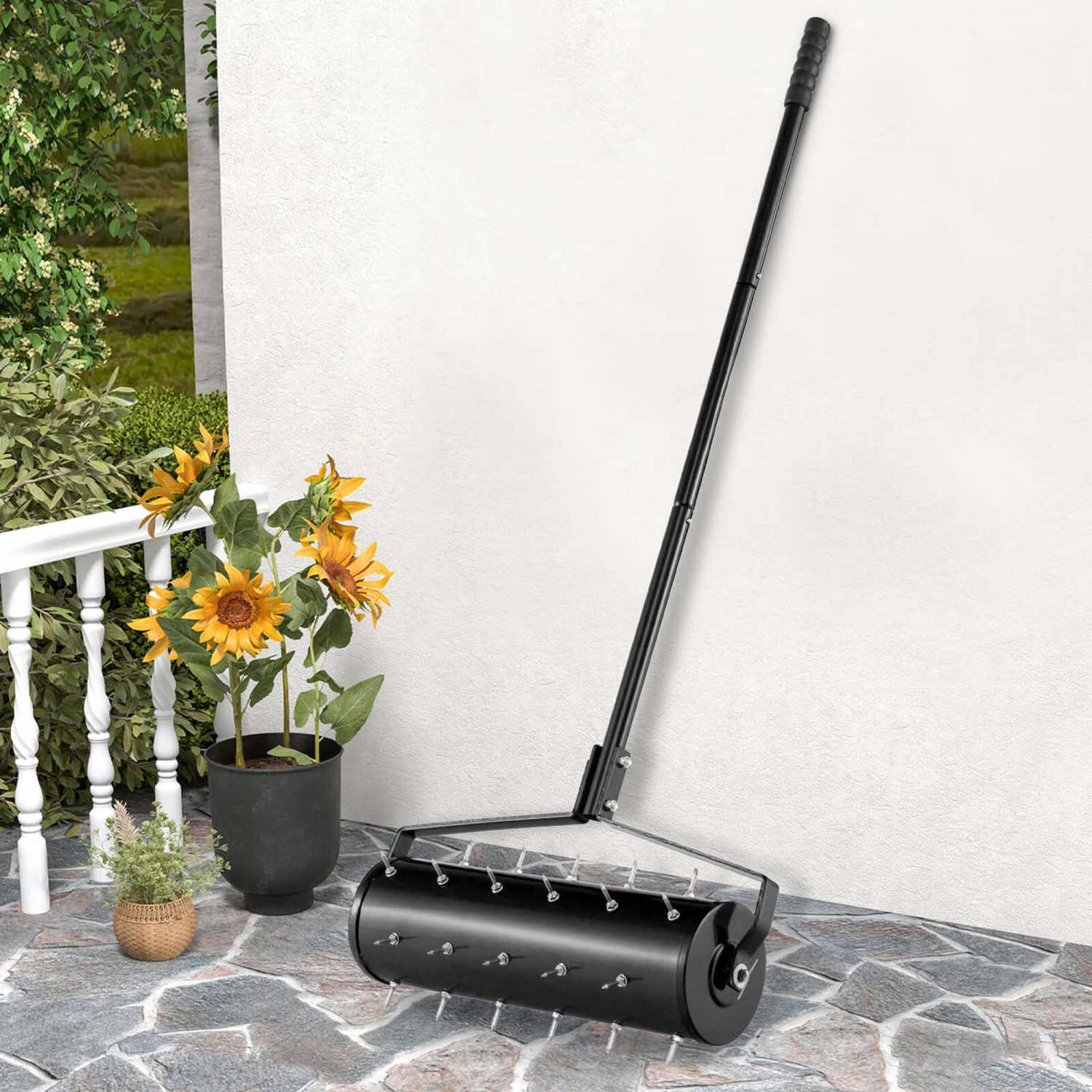 Costway 21" Manual Lawn Aerator Grass Aeration Tool Filled with Sand or Stone with Handle