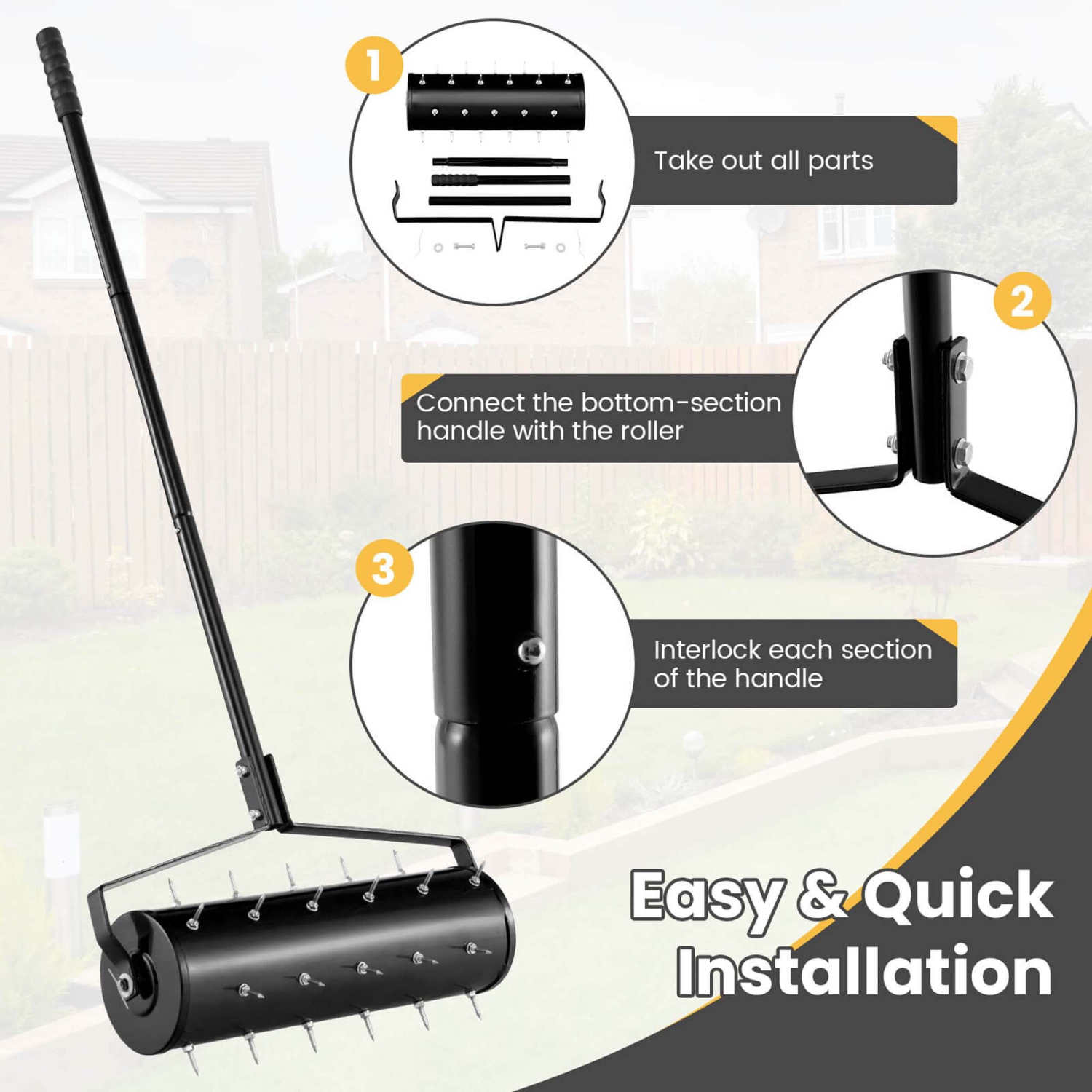 Costway 21" Manual Lawn Aerator Grass Aeration Tool Filled with Sand or Stone with Handle