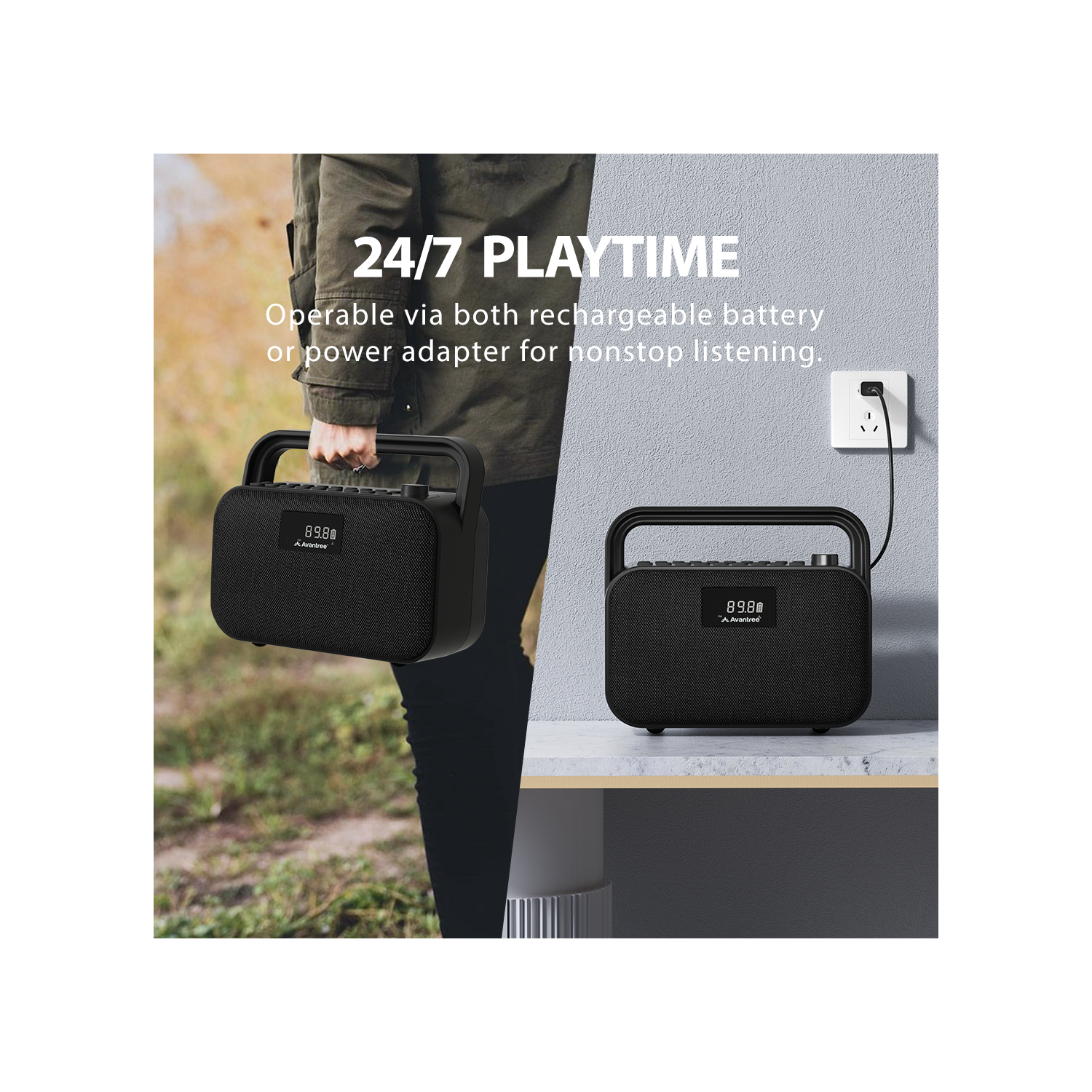 Avantree PowerByte - Portable Powerful 30W Stereo Bluetooth Speakers with Digital FM Radio & SD Card Player, 20hr Rechargeable Playtime, and Extended