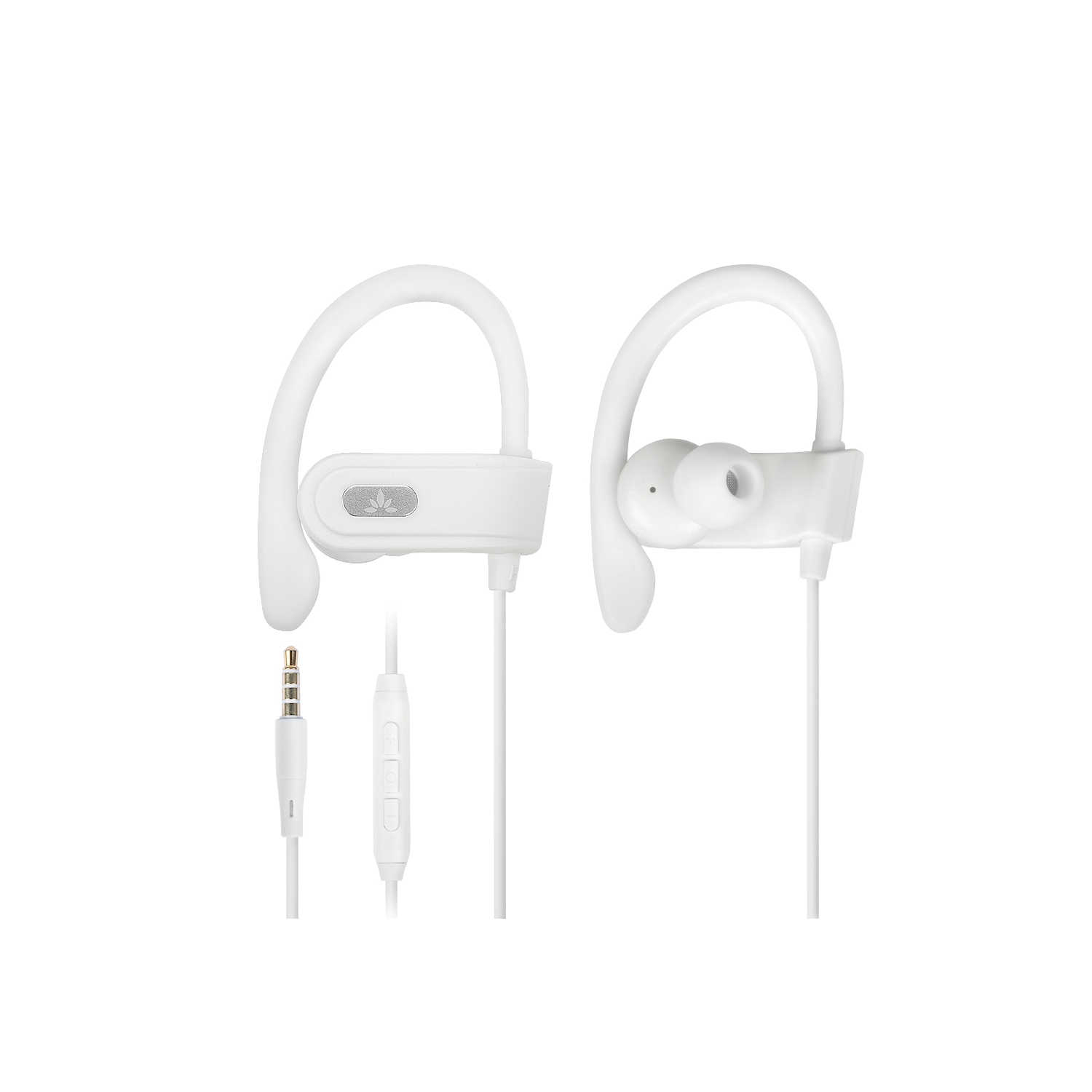 Avantree E171 Sports Earbuds Wired with Microphone, Sweatproof Wrap Around Earphones with Over Ear Hook (3.5mm, White)