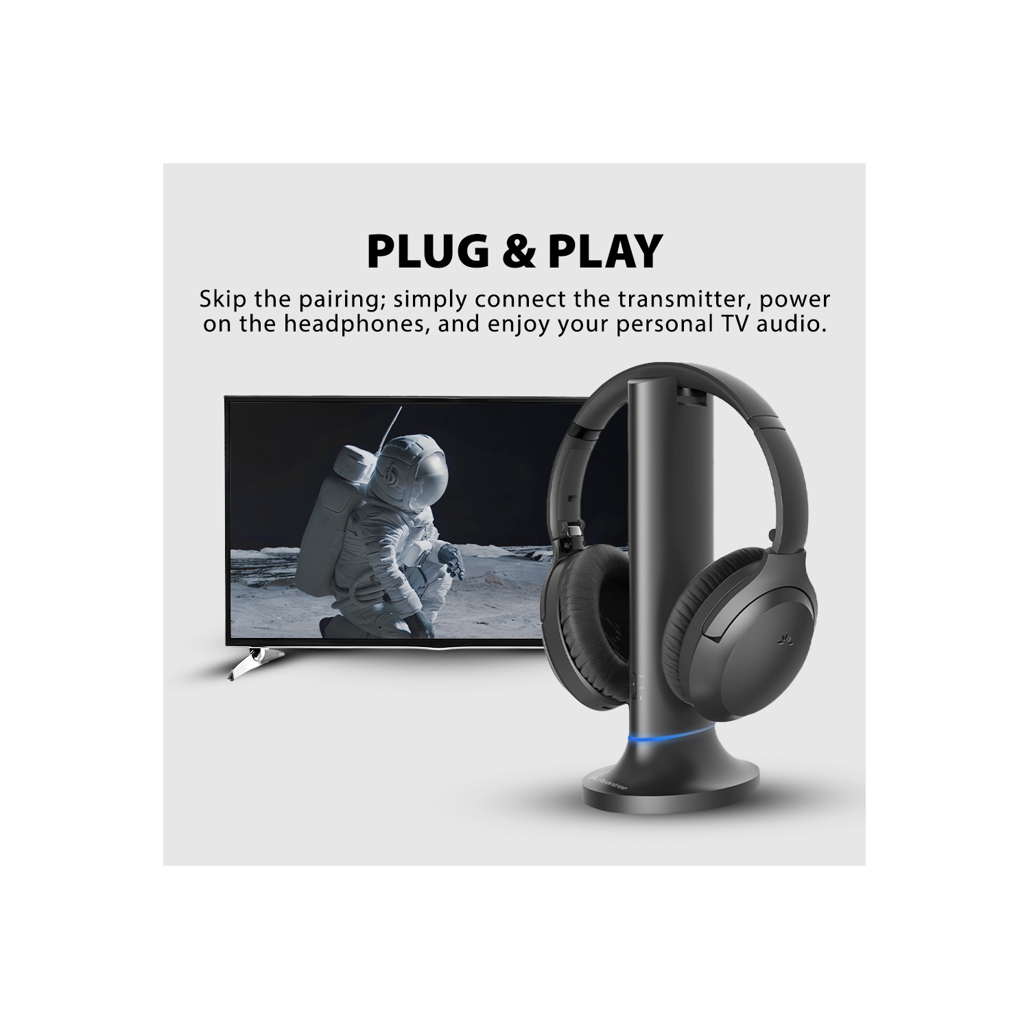 Avantree Opera Plus - Wireless Headphones for TV Watching with Cinema & Clear Dialogue Modes, Enhanced Volume for Seniors, Opt & AUX Support, 164ft,