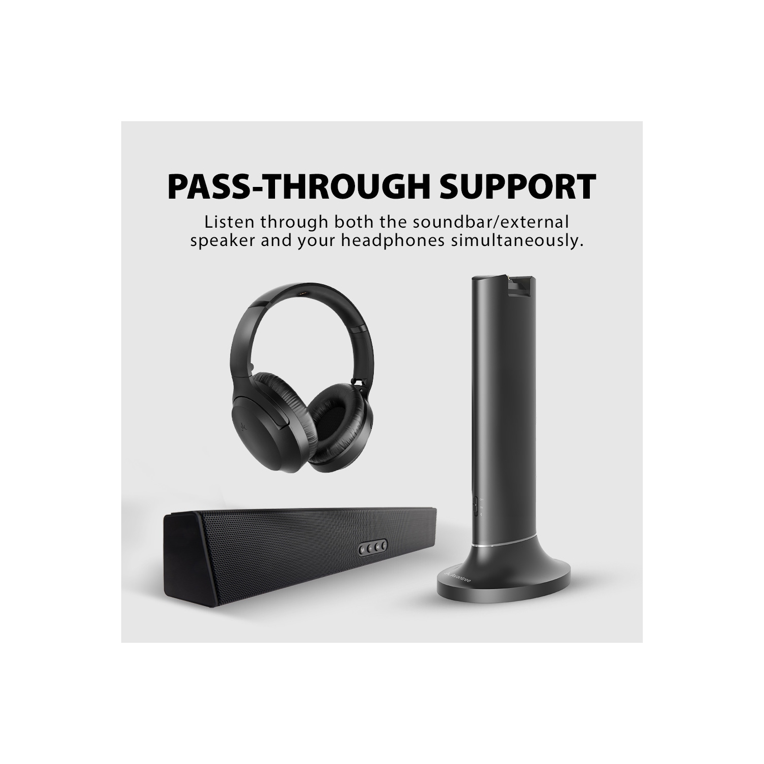 Avantree Opera Plus - Wireless Headphones for TV Watching with Cinema & Clear Dialogue Modes, Enhanced Volume for Seniors, Opt & AUX Support, 164ft,