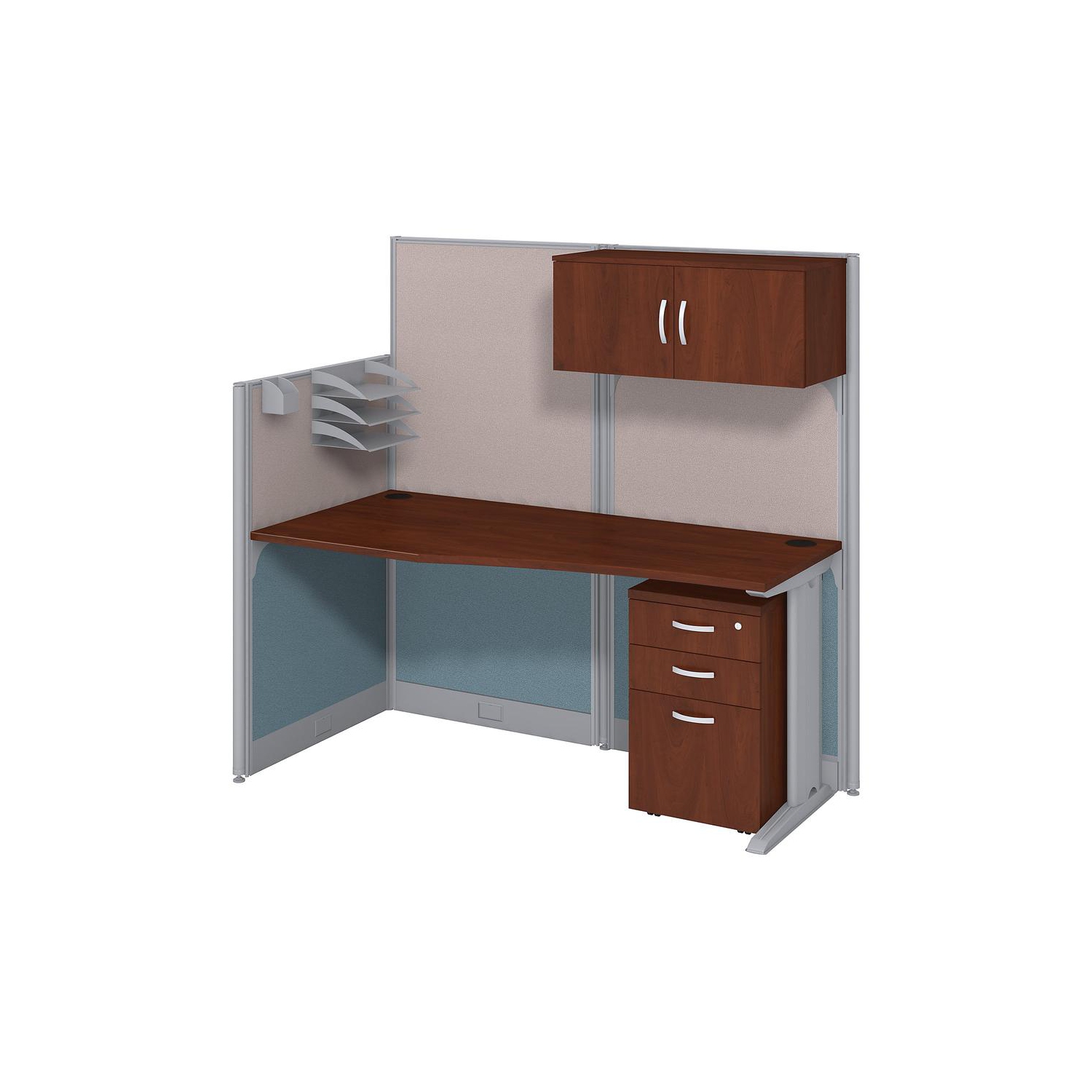 Office in an Hour Cubicle Desk with Storage in Hansen Cherry - Engineered Wood