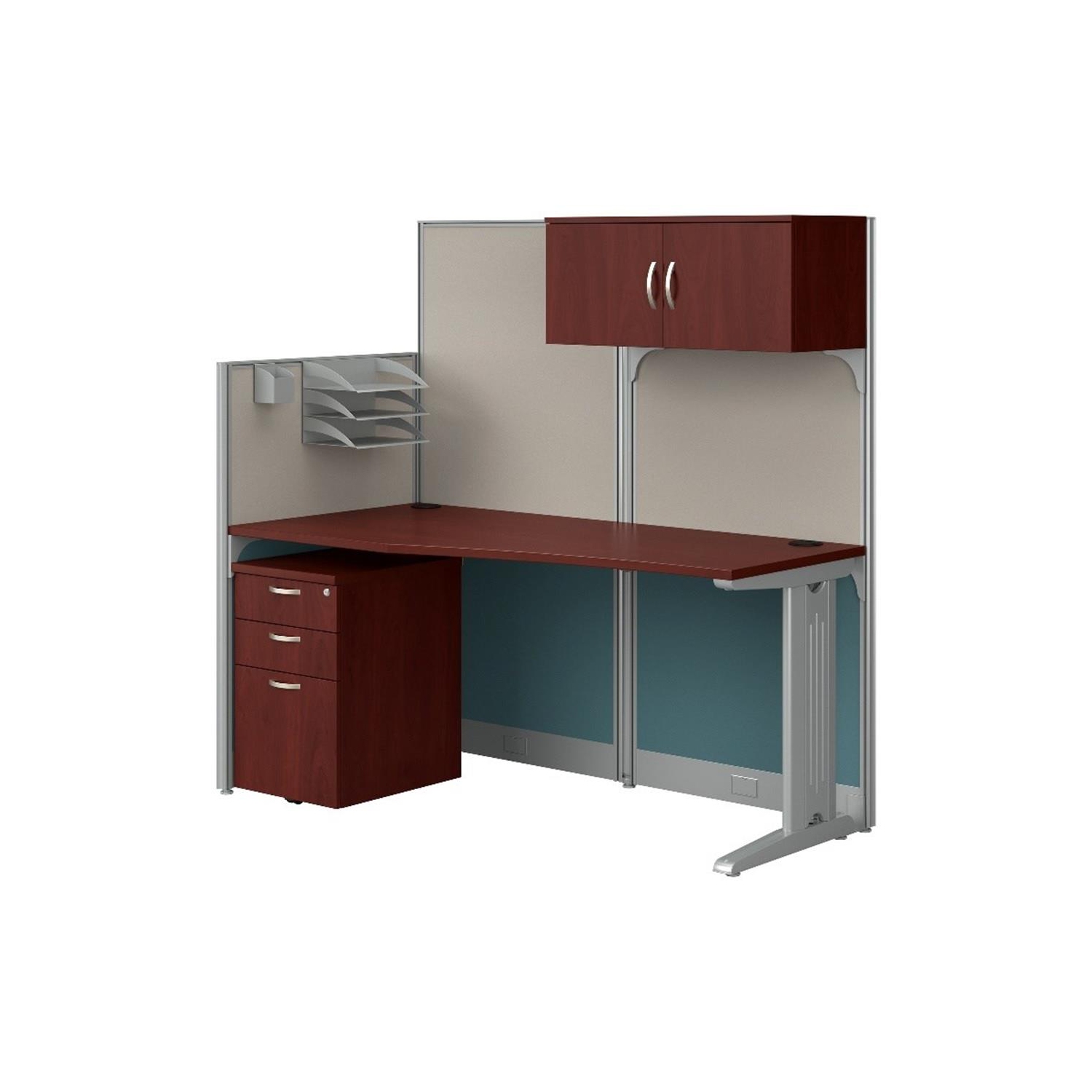 Office in an Hour Cubicle Desk with Storage in Hansen Cherry - Engineered Wood