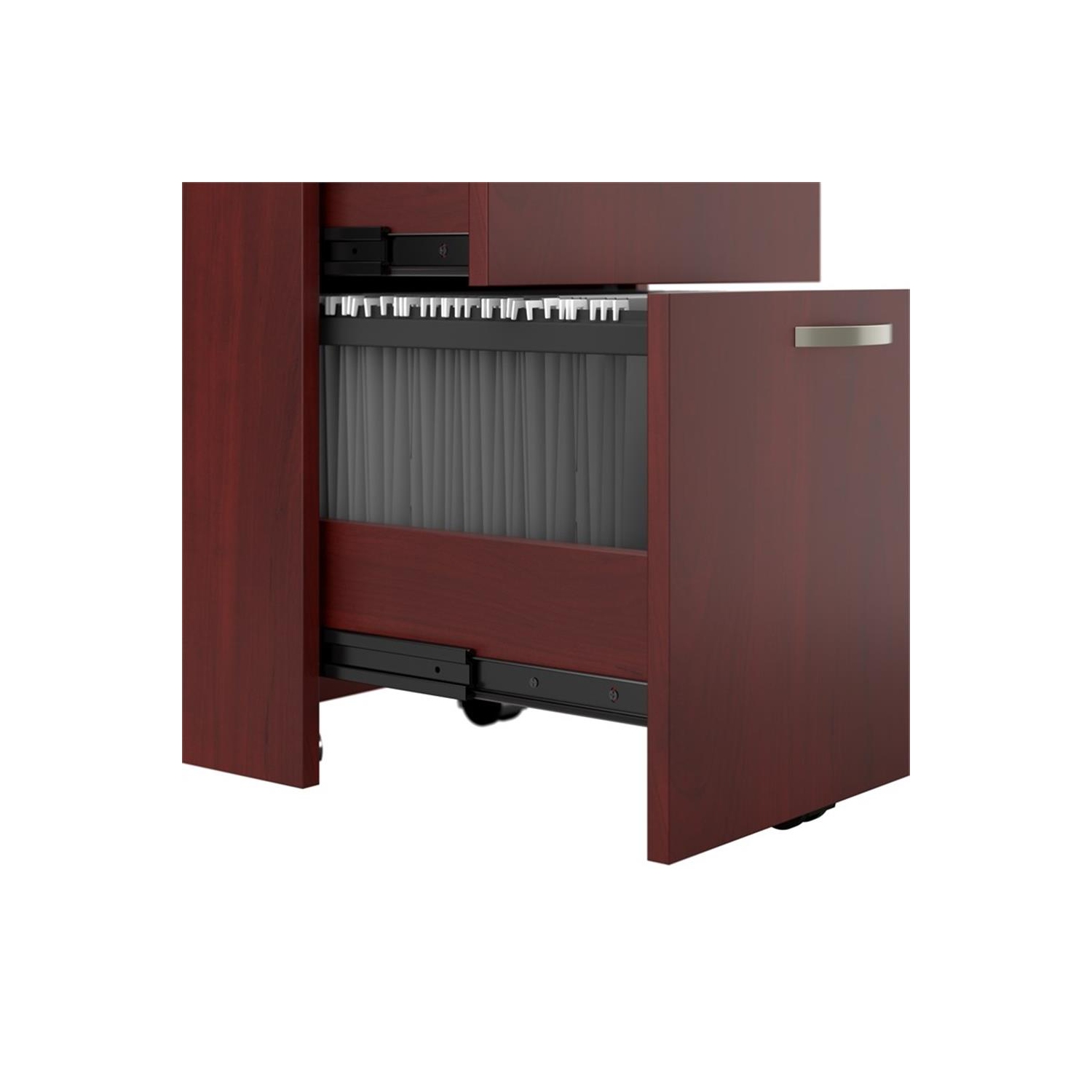 Office in an Hour Cubicle Desk with Storage in Hansen Cherry - Engineered Wood