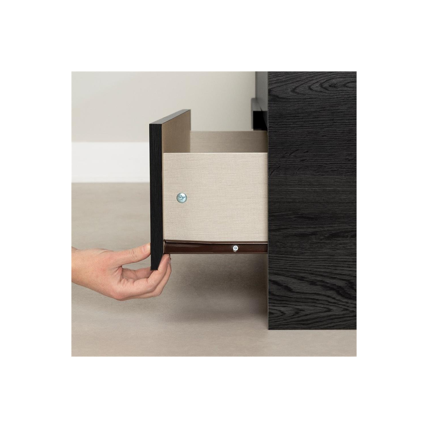 South Shore Storage Bed and Bookcase Headboard Set Gray Oak Fynn