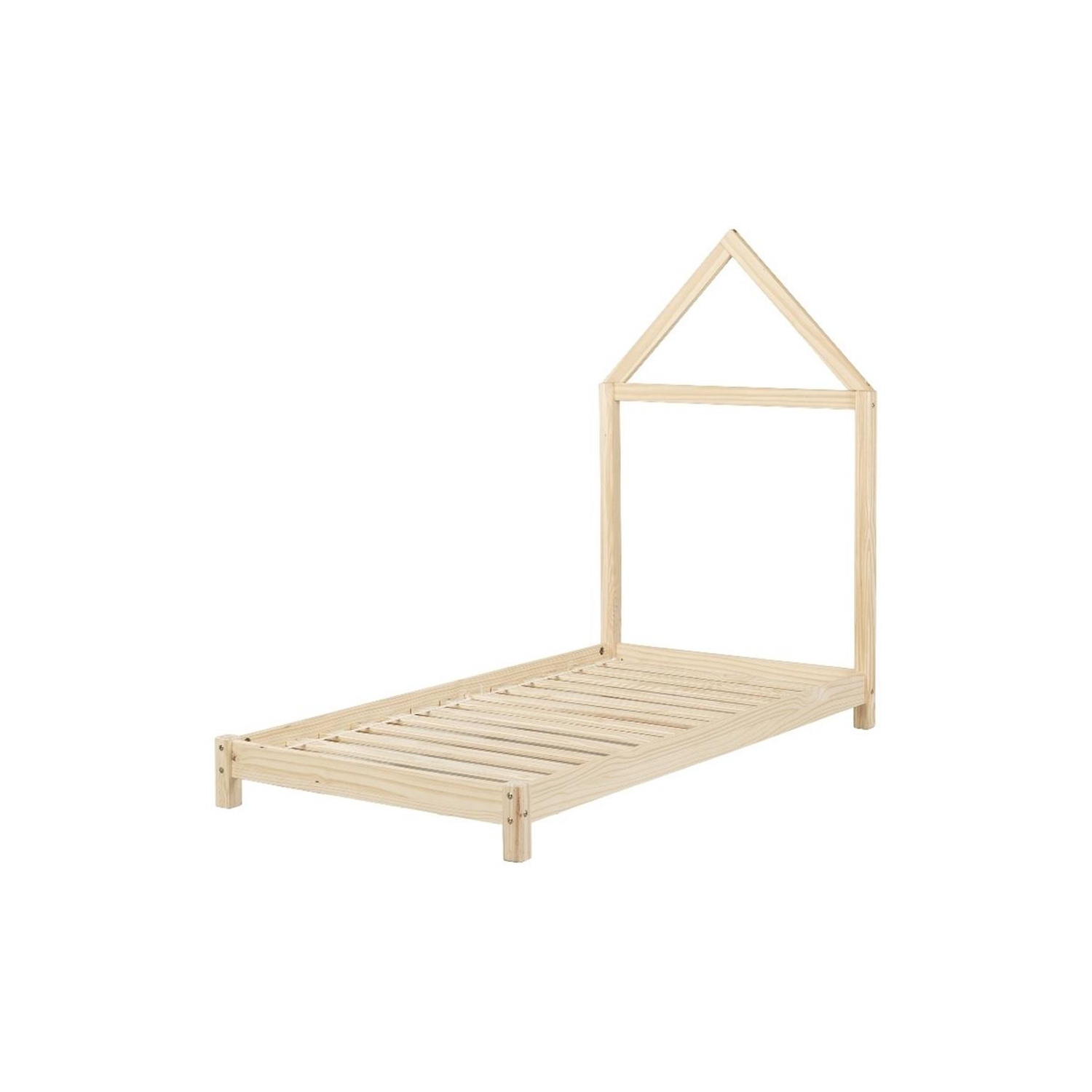 Lit en bois de 42,5 po de largeur Sweedi de South Shore avec tête de lit à cadre pour la maison, naturel/beige