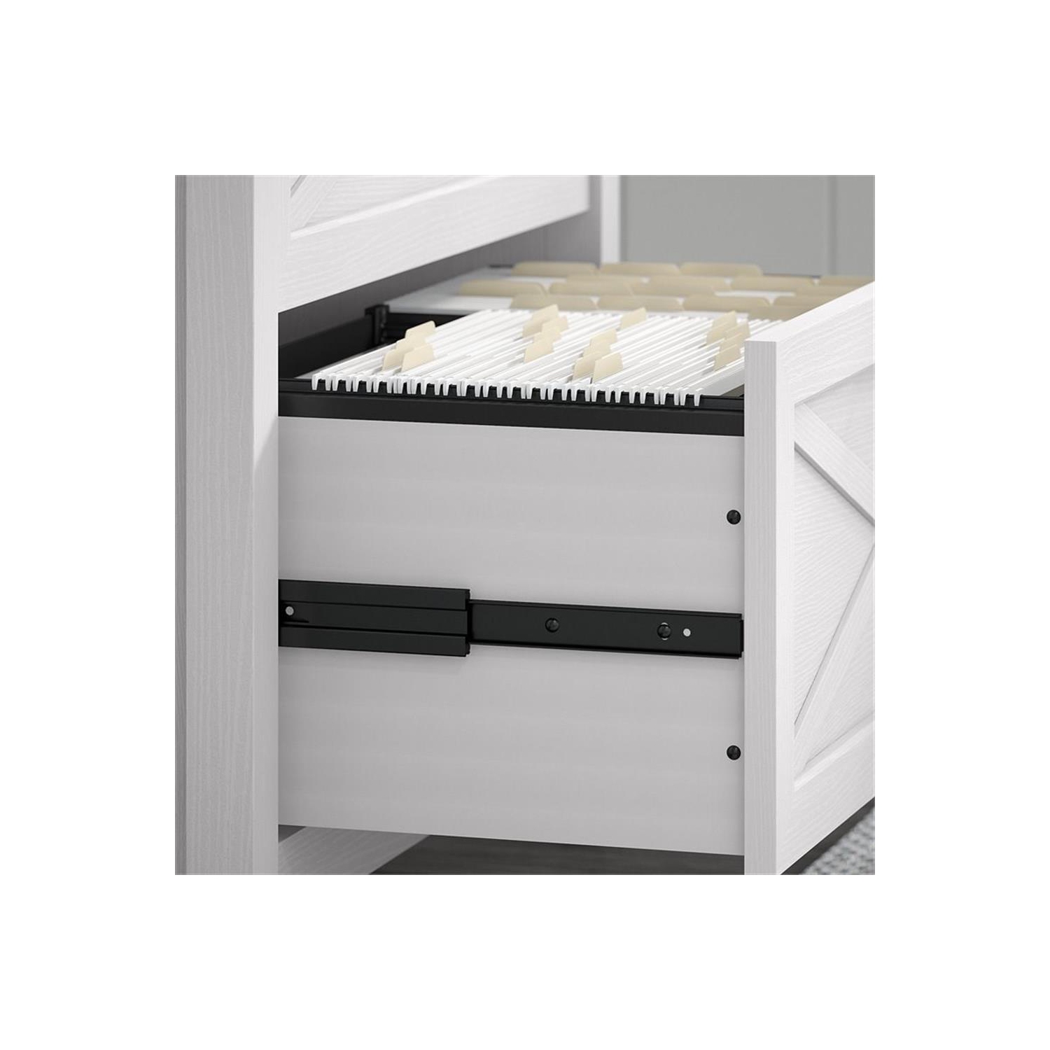 Bureau d'ordinateur avec classeur 54&nbsp;W de Key West - Chêne blanc pur - bois d'ingénierie