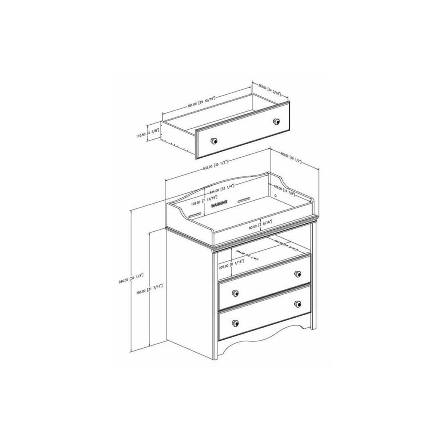 South Shore Andover Changing Table in Pure White