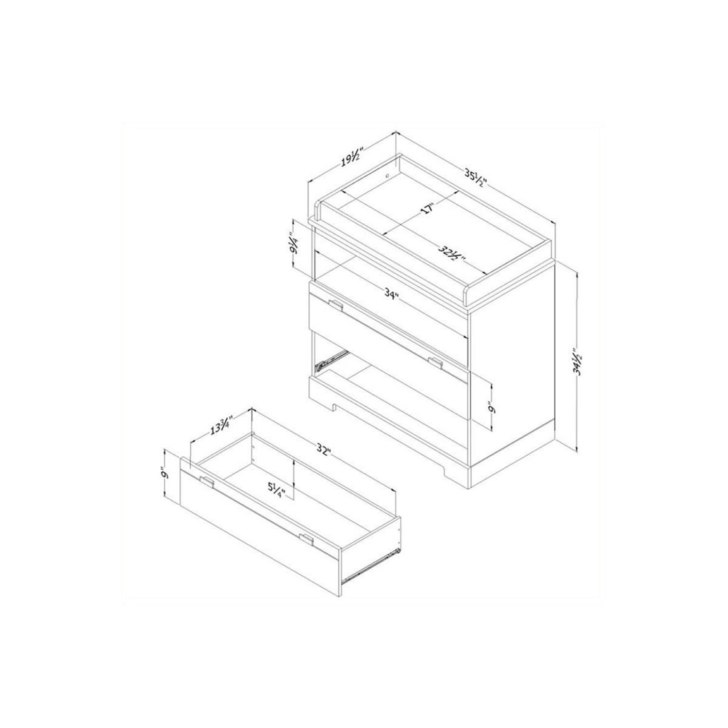 South Shore Reevo Changing Table in Pure White