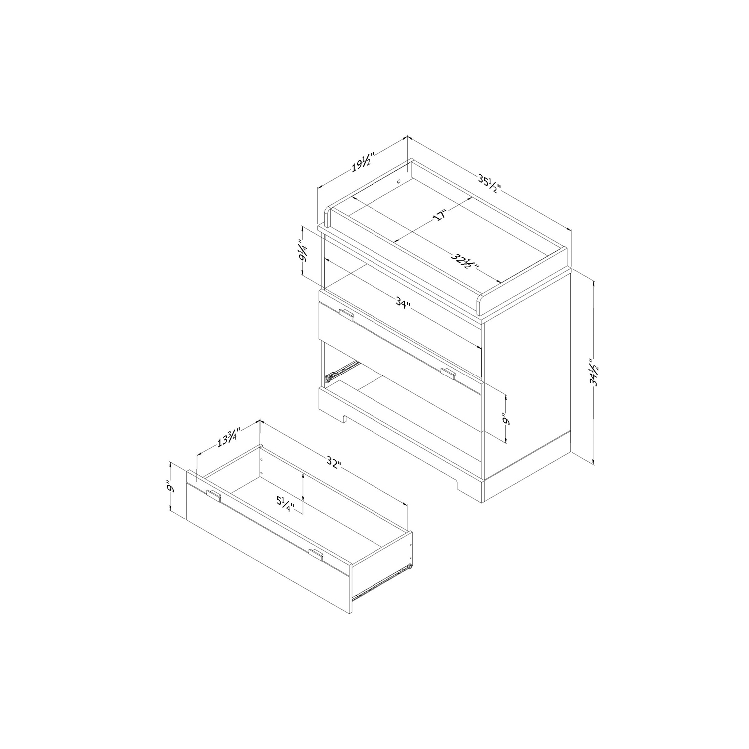 South Shore Reevo Changing Table in Pure White
