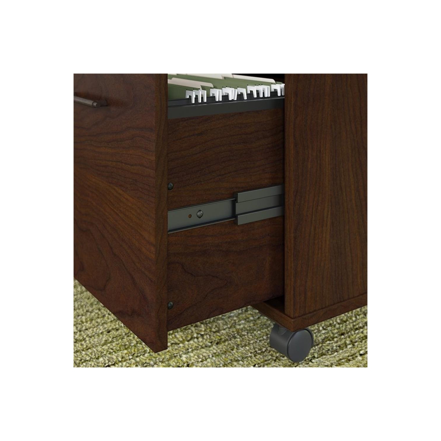 Bush Furniture Key West 60W L Shaped Desk with Mobile File Cabinet & Bookcase