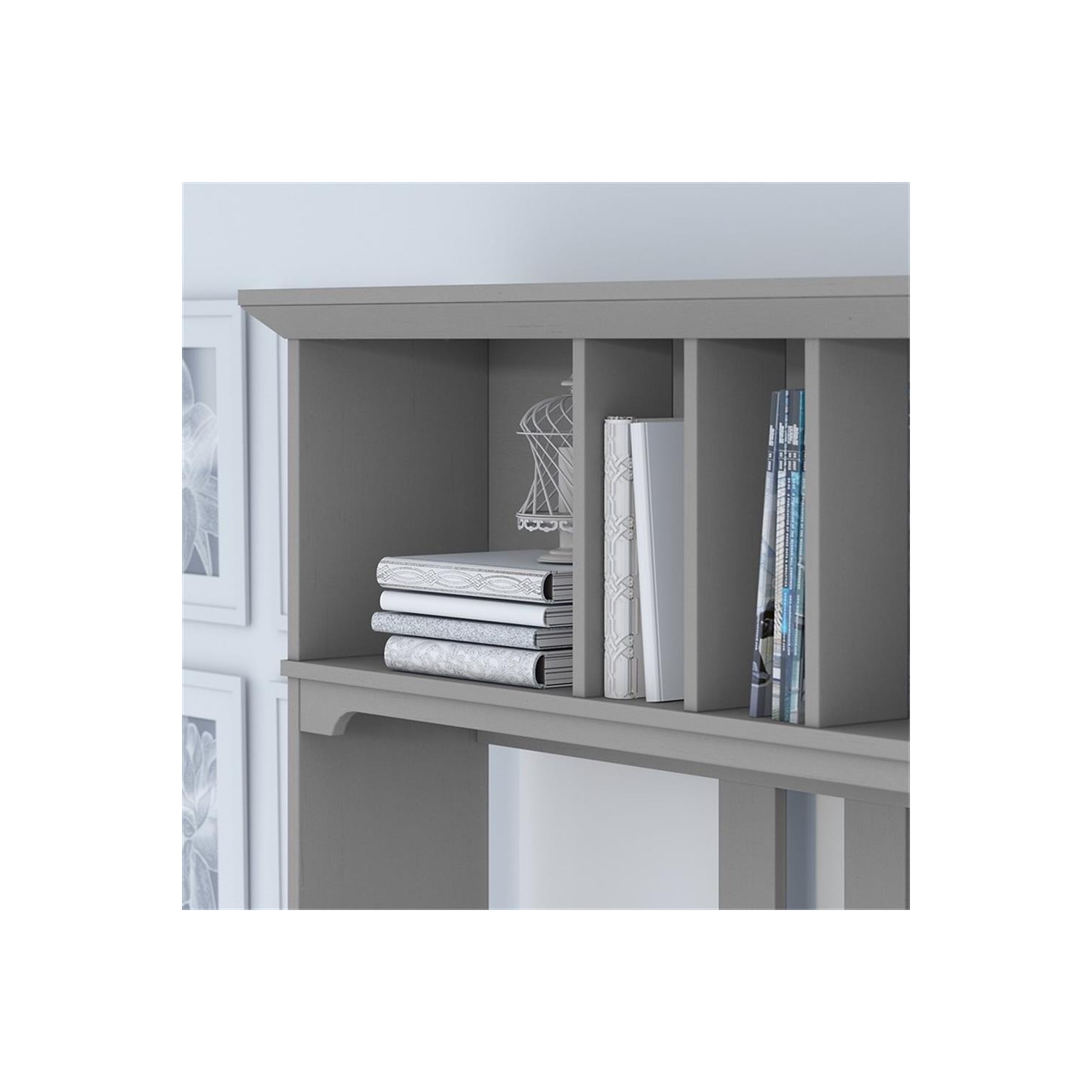 Bush Furniture Salinas 60W L Shaped Desk with Hutch and Bookcase in Cape Cod Gray