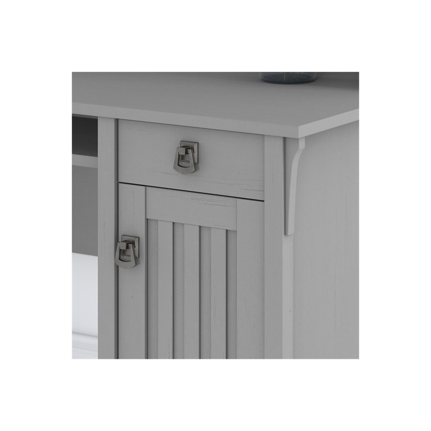 Bush Furniture Salinas 60W L Shaped Desk with Hutch and Bookcase in Cape Cod Gray