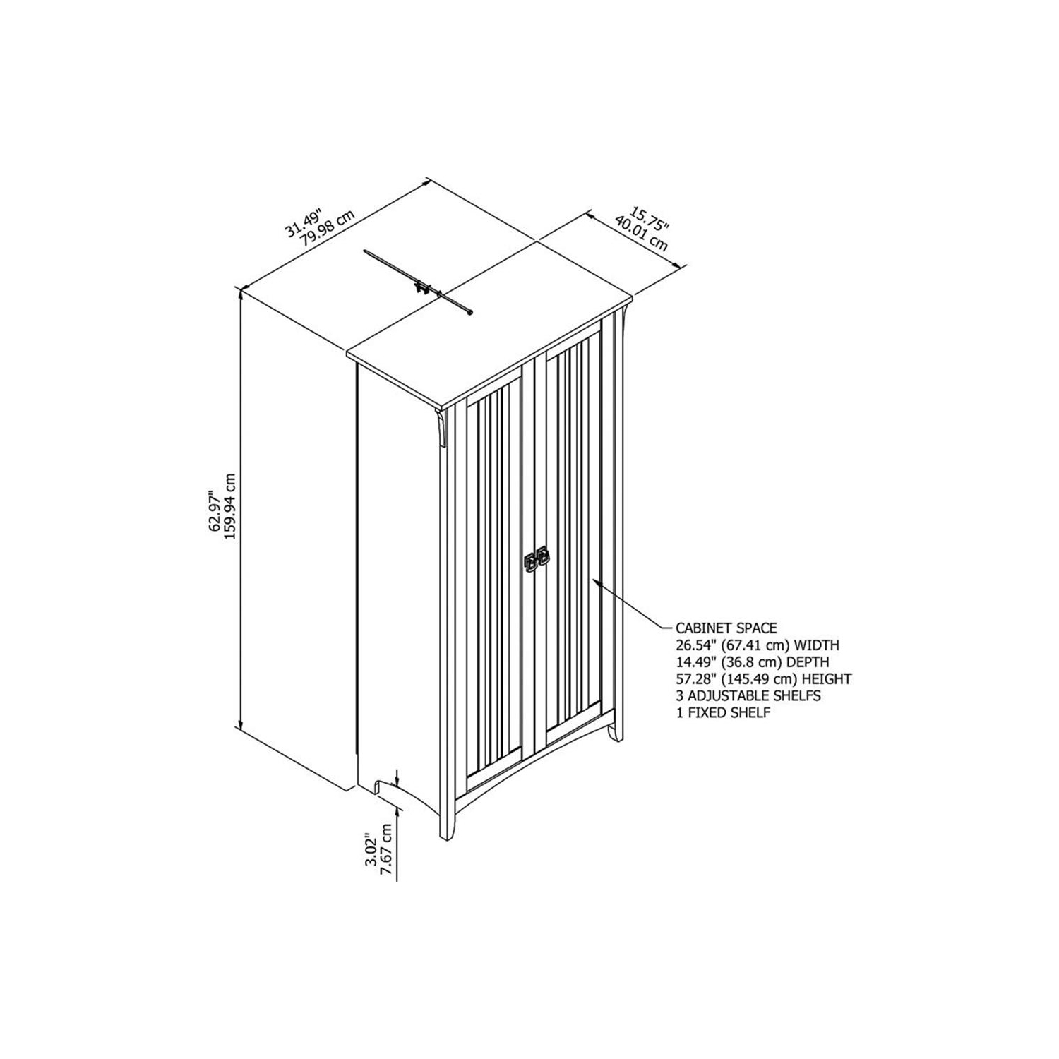 Bush Furniture – Armoire garde-manger Salinas avec portes, blanc antique
