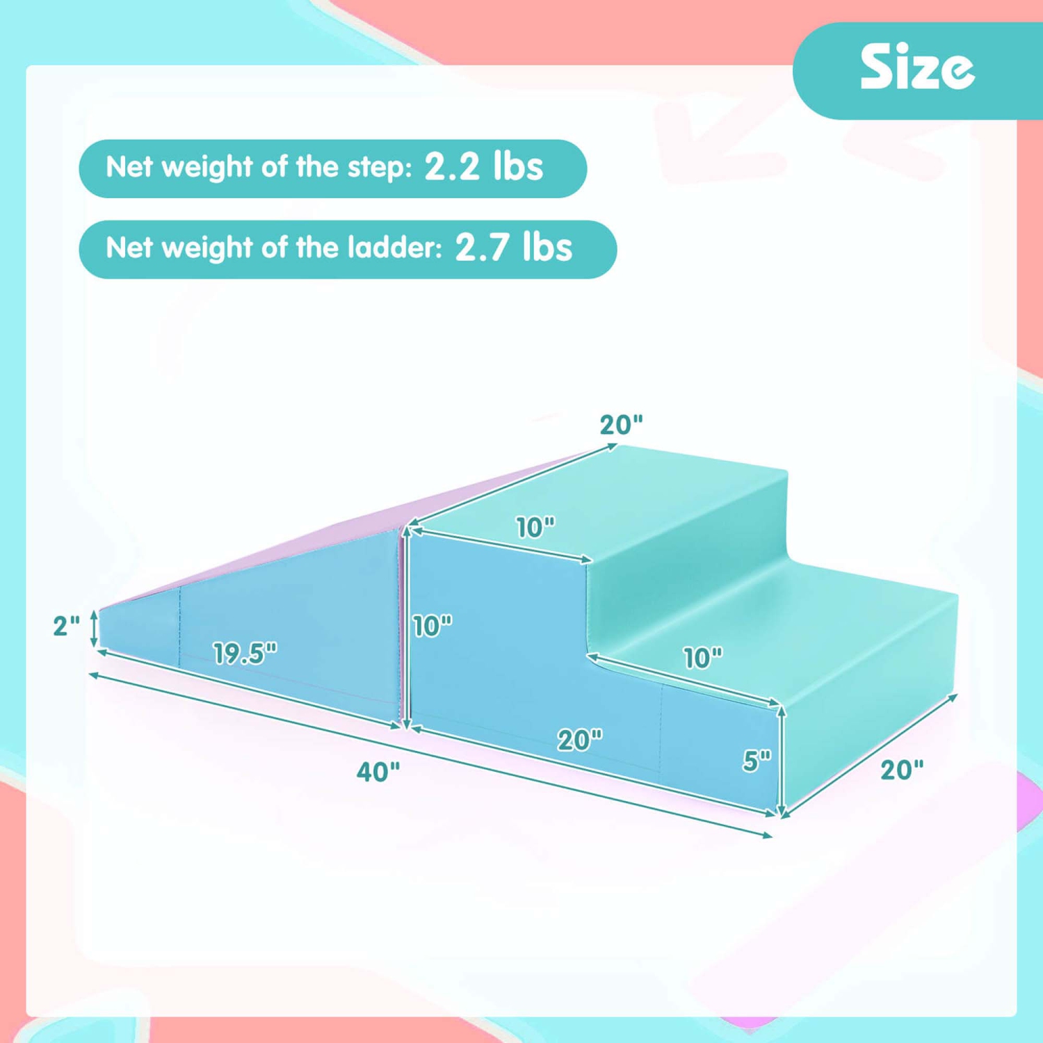 Bloc de structure en mousse souple pour bébés et tout-petits Step and Slide Climber de Costway