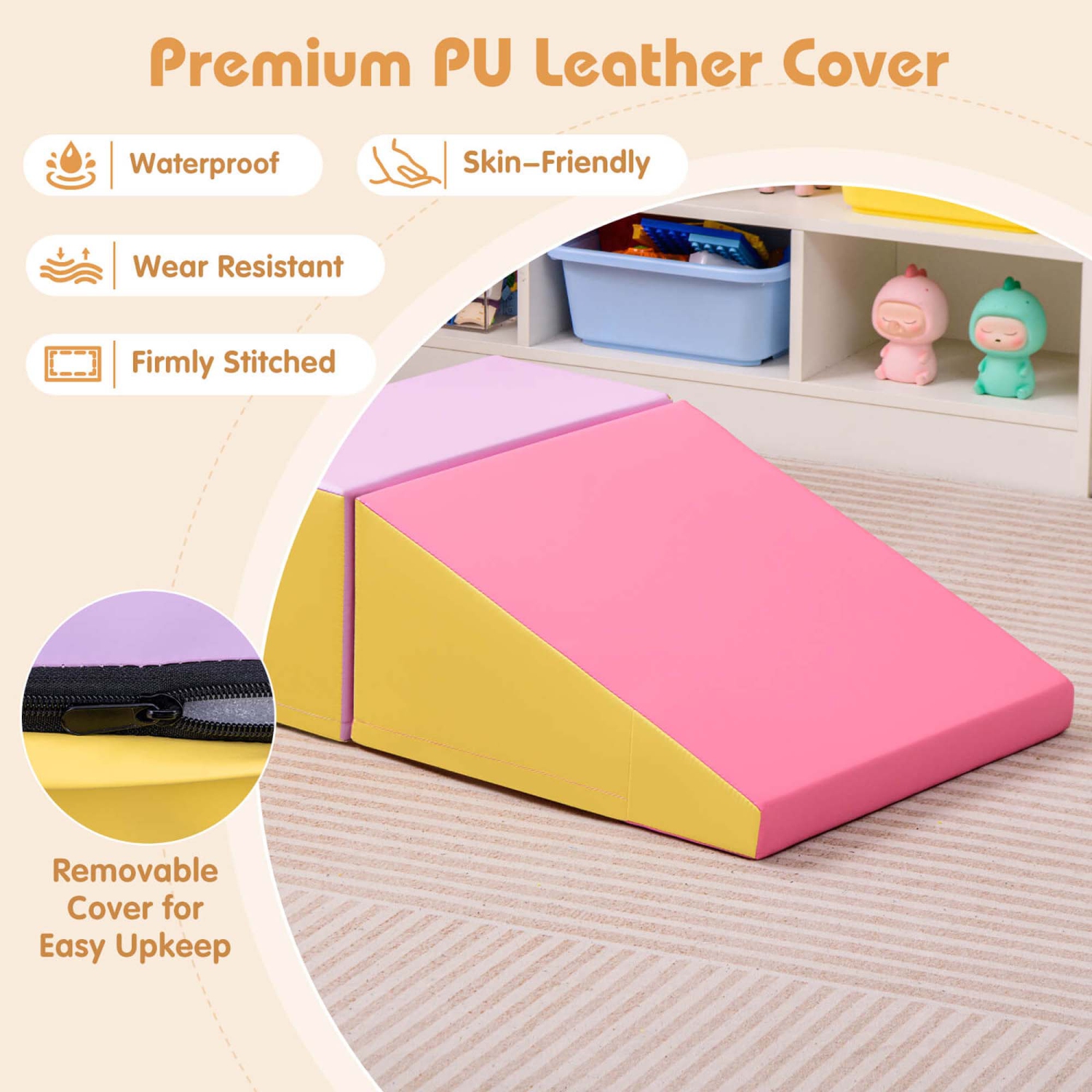 Costway Step and Slide Climber for Infants and Toddlers Baby Soft Foam Structure Blocks