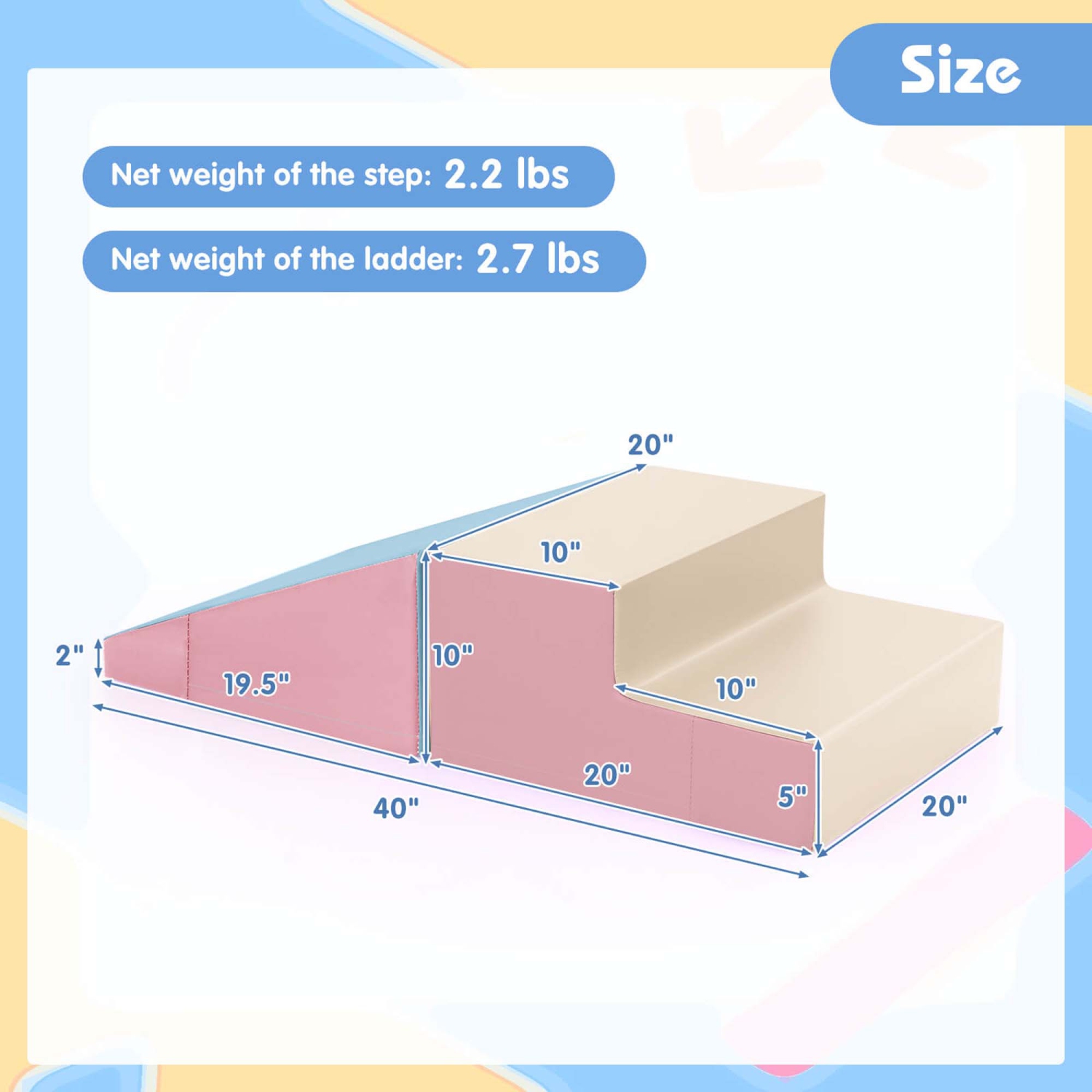 Bloc de structure en mousse souple pour bébés et tout-petits Step and Slide Climber de Costway