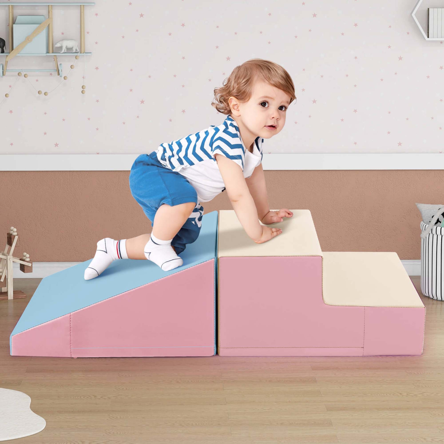 Bloc de structure en mousse souple pour bébés et tout-petits Step and Slide Climber de Costway