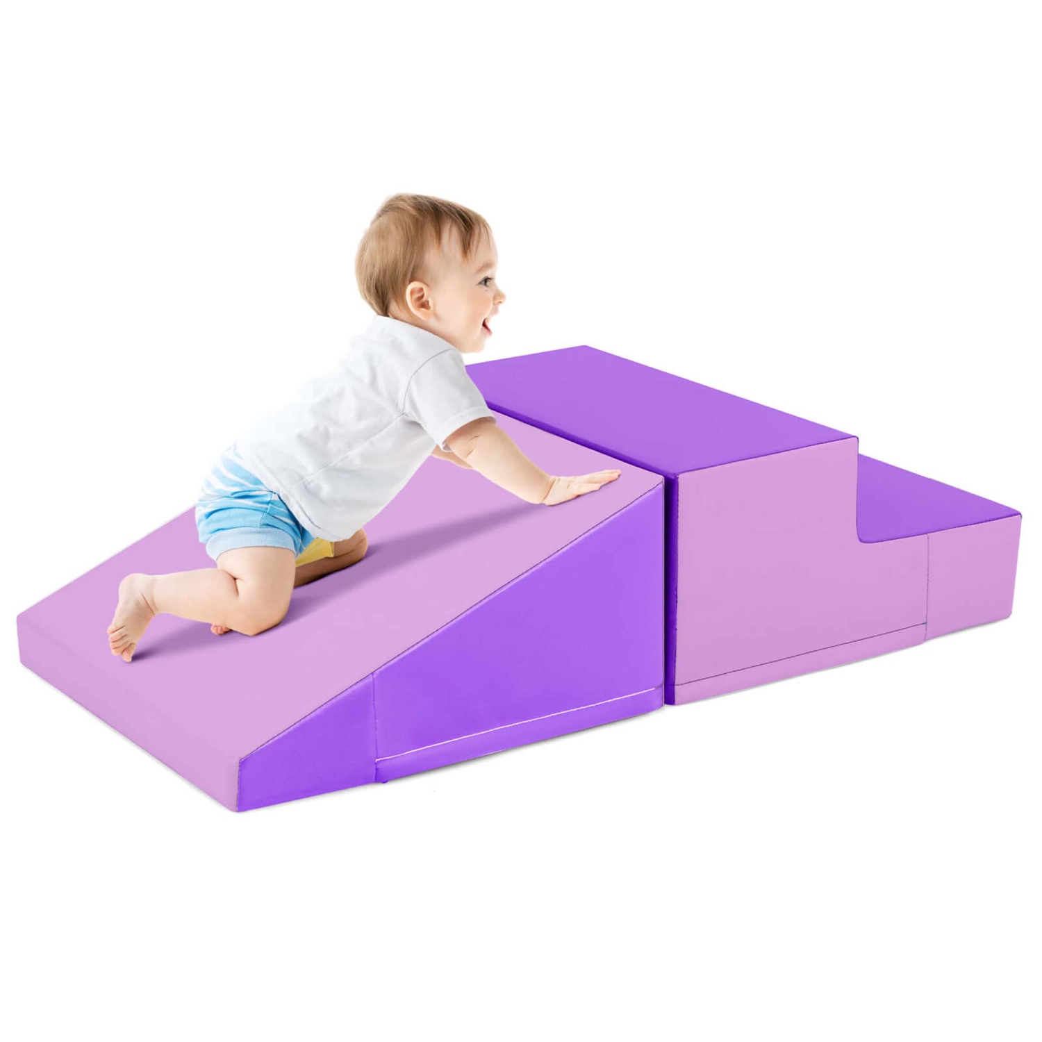 Costway Step and Slide Climber for Infants and Toddlers Baby Soft Foam Structure Blocks