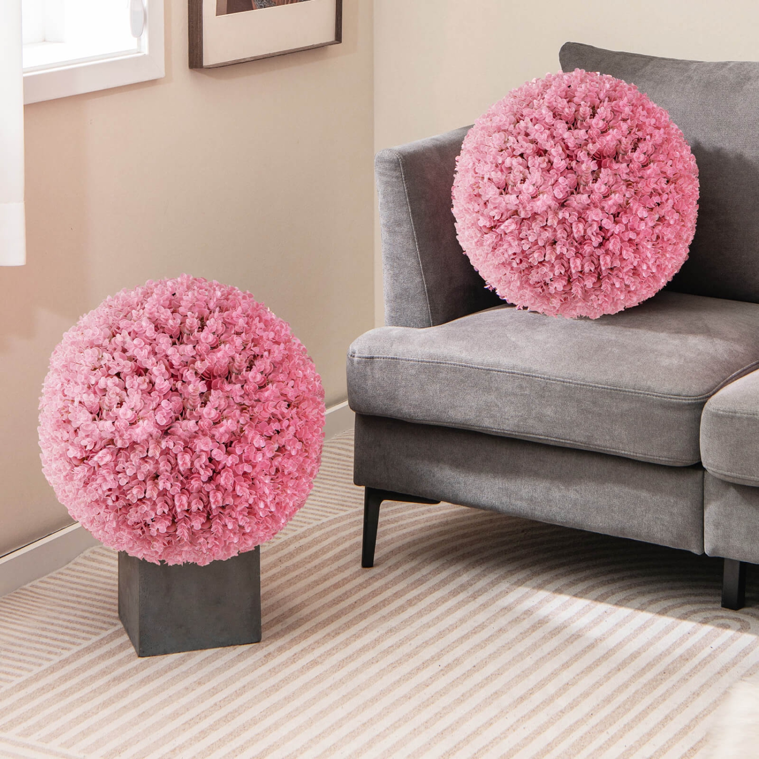 Costway 2 PCS Artificial Plant Topiary Ball 17.5" Faux Decorative Balls for Indoor Outdoor