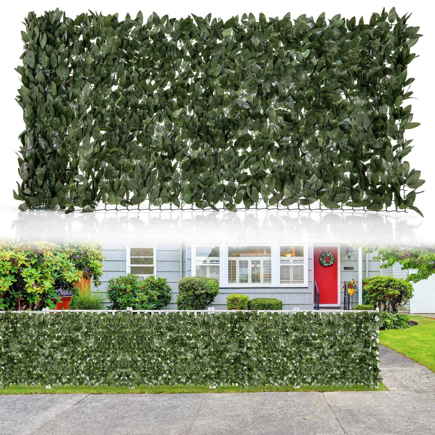 Costway 120" x 40" Artificial Lily Leaf Privacy Fence Sun-protective Greenery Backdrop