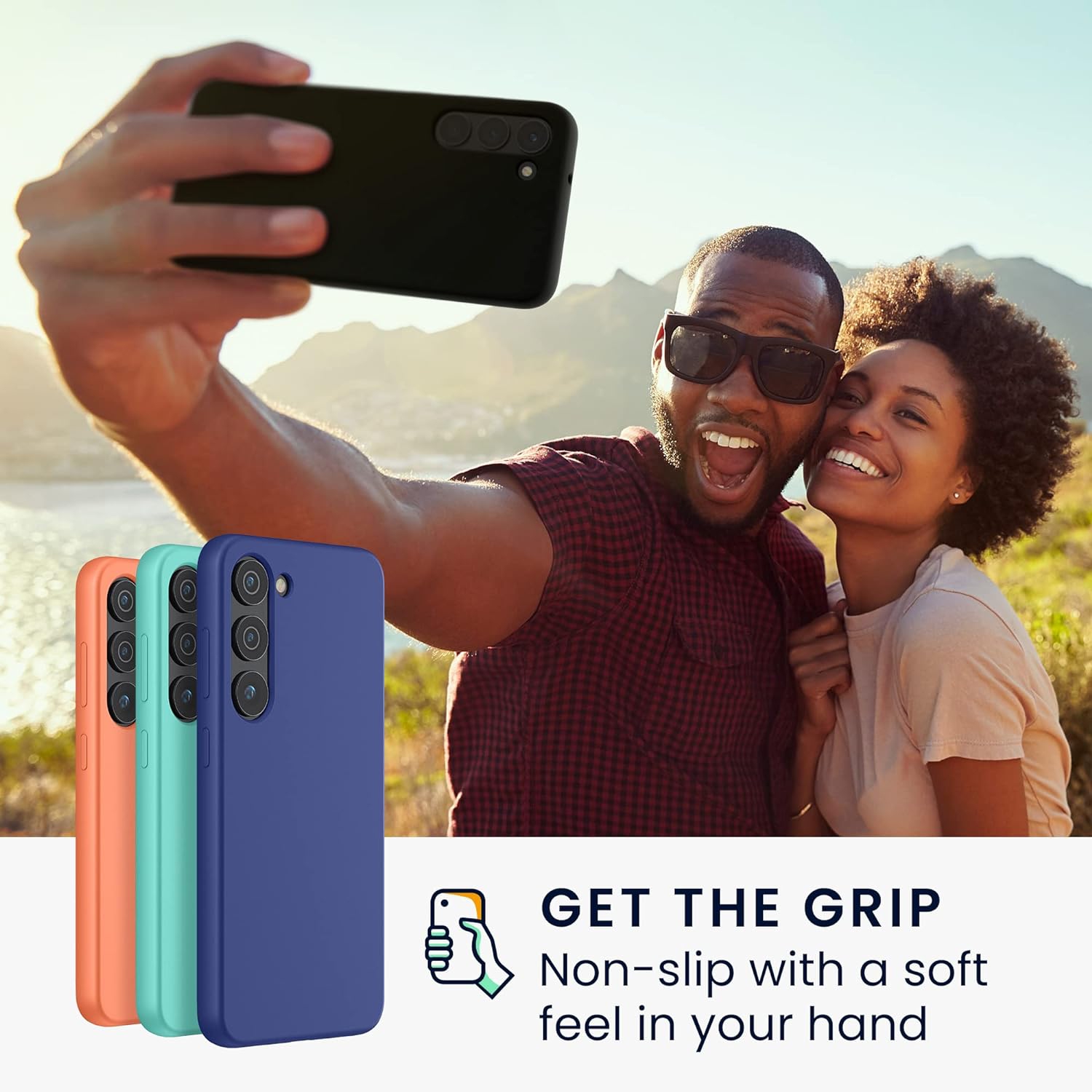 Étui compatible avec l'étui en silicone TPU pour Galaxy S23 plus - fonctionne avec la recharge sans fil - Noir