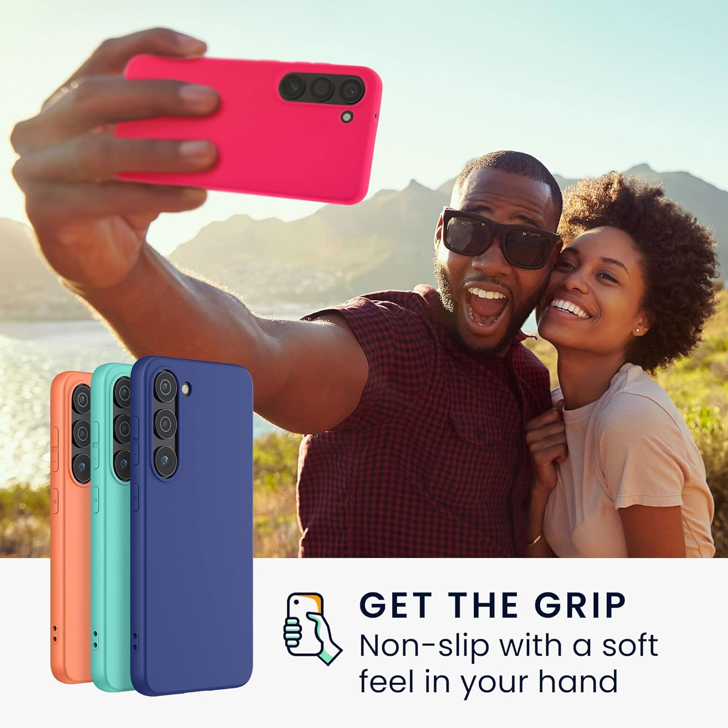 Étui compatible avec l'étui pour Galaxy S23 de Samsung - Étui mince souple en silicone TPUR - Rose néon