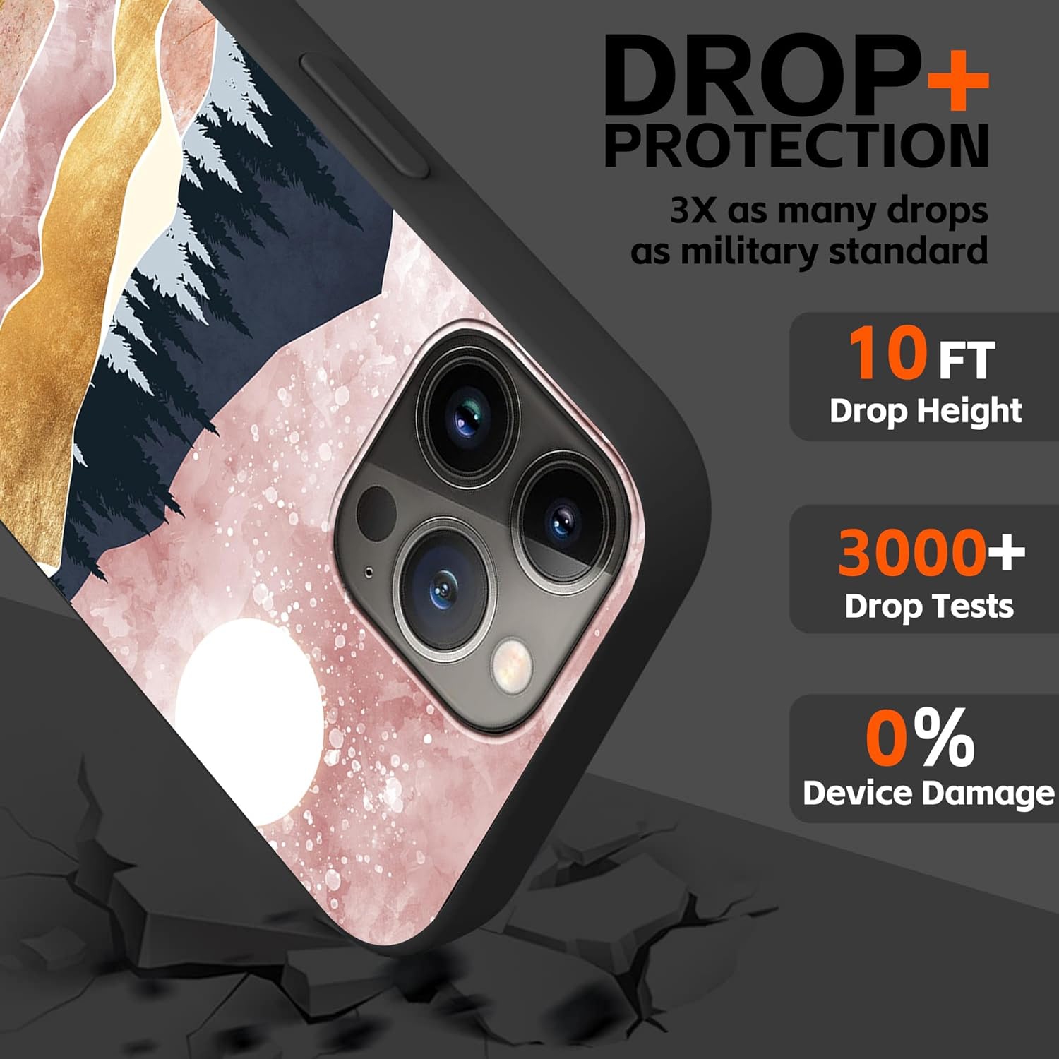 Designed for iPhone 15 Pro Max Case,Abstract Marble Mountains Phone Case for Girl Women Men Soft TPU