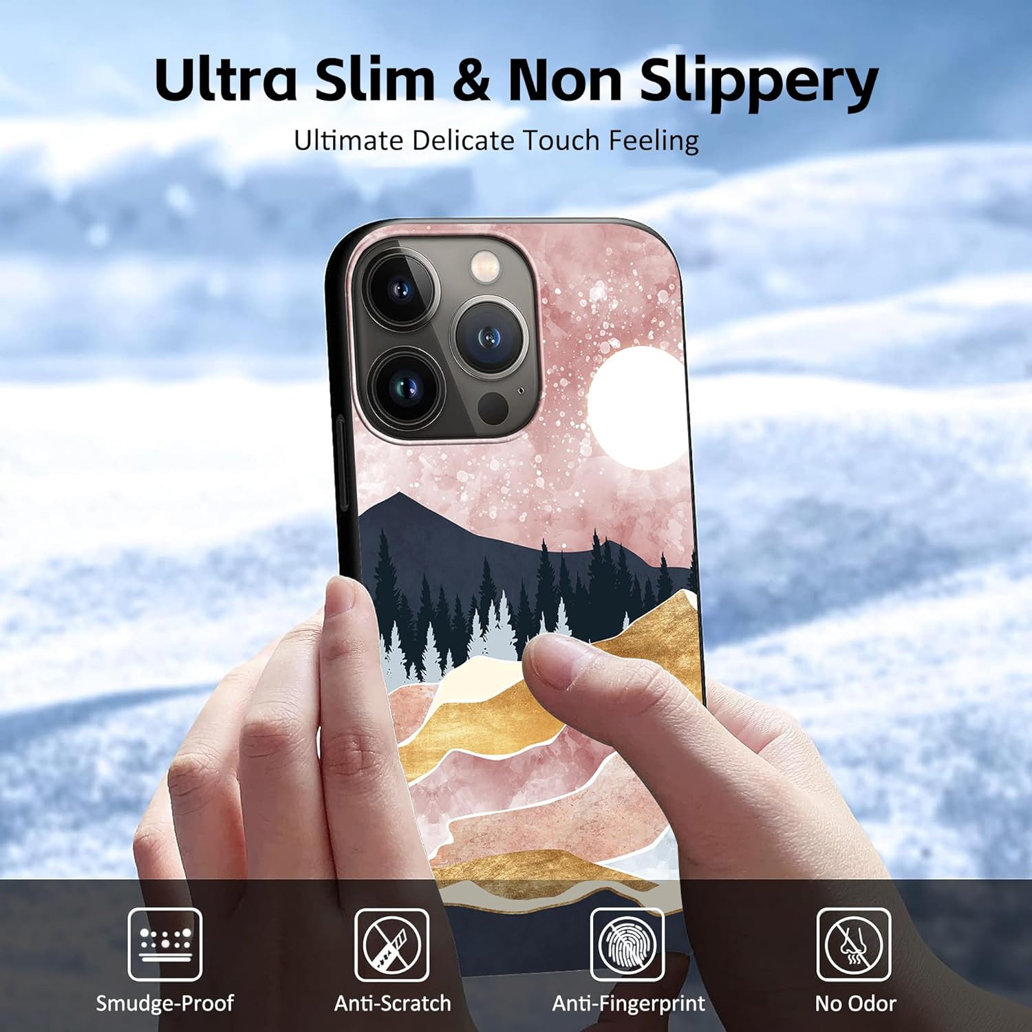 Designed for iPhone 15 Pro Max Case,Abstract Marble Mountains Phone Case for Girl Women Men Soft TPU