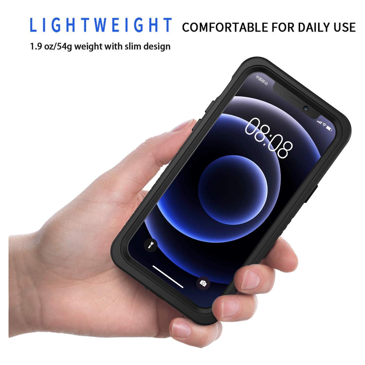 Compatible with iPhone 12 Mini Case, IP68 Waterproof Dustproof Shockproof Case with Built-in Screen Protector,