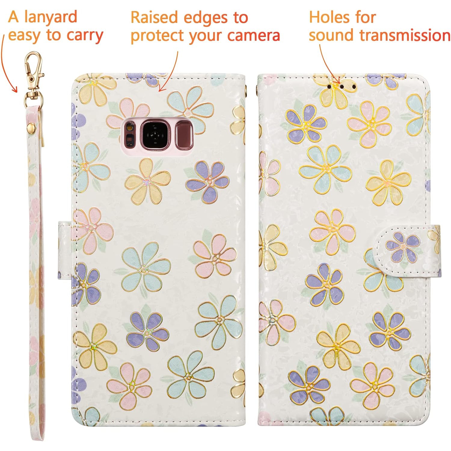 Wallet Case for Samsung Galaxy S8, PU Leather Phone Case Kickstand RFID Blocking Flip Case with Card Slots Wrist