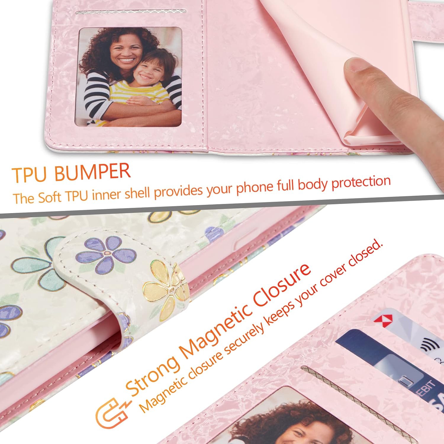 Wallet Case for Samsung Galaxy S8, PU Leather Phone Case Kickstand RFID Blocking Flip Case with Card Slots Wrist