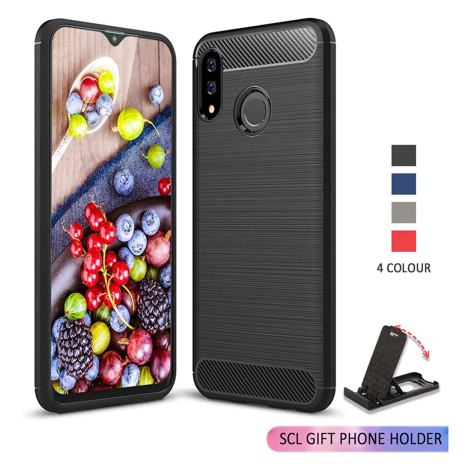 Samsung Galaxy A20 Case, Samsung Galaxy A30 Case, Carbon Fibre Effect Gel Grip Protection Cover [Anti Scratch][Anti