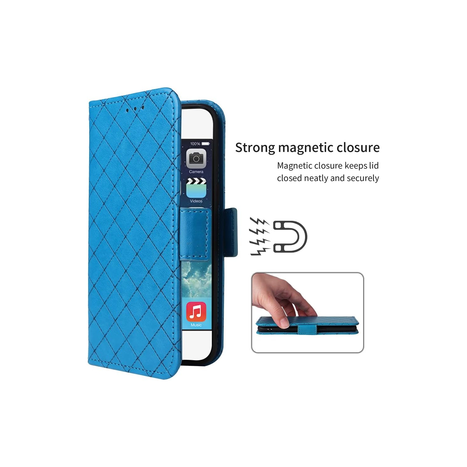 Compatible with iPhone 5S 5 SE 2016 5SE Wallet Case and Wrist Strap Lanyard and Leather Flip Card Holder Stand Cell