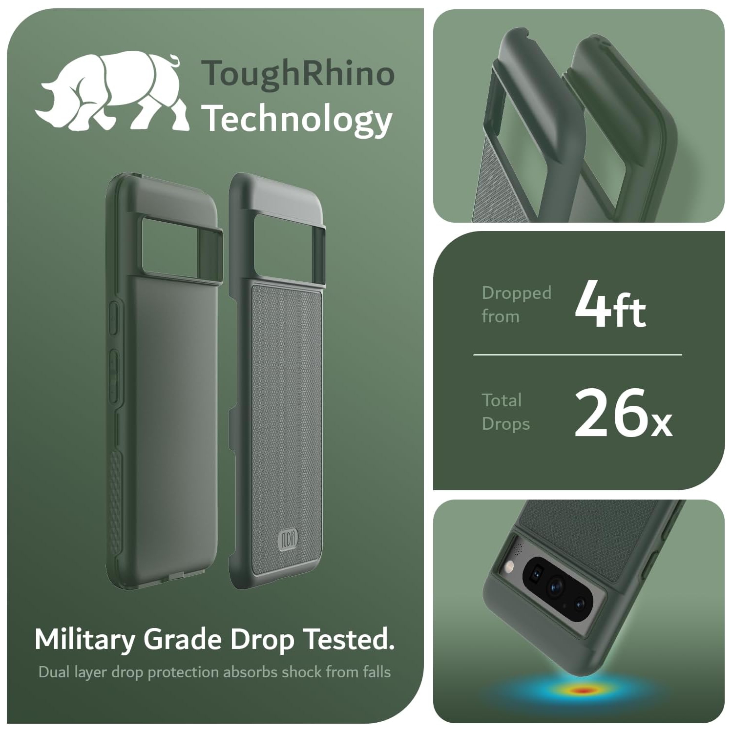 DualShield Grip – Étui antichoc double couche pour Pixel 8 Pro de Google, [MergeGrip] de qualité militaire