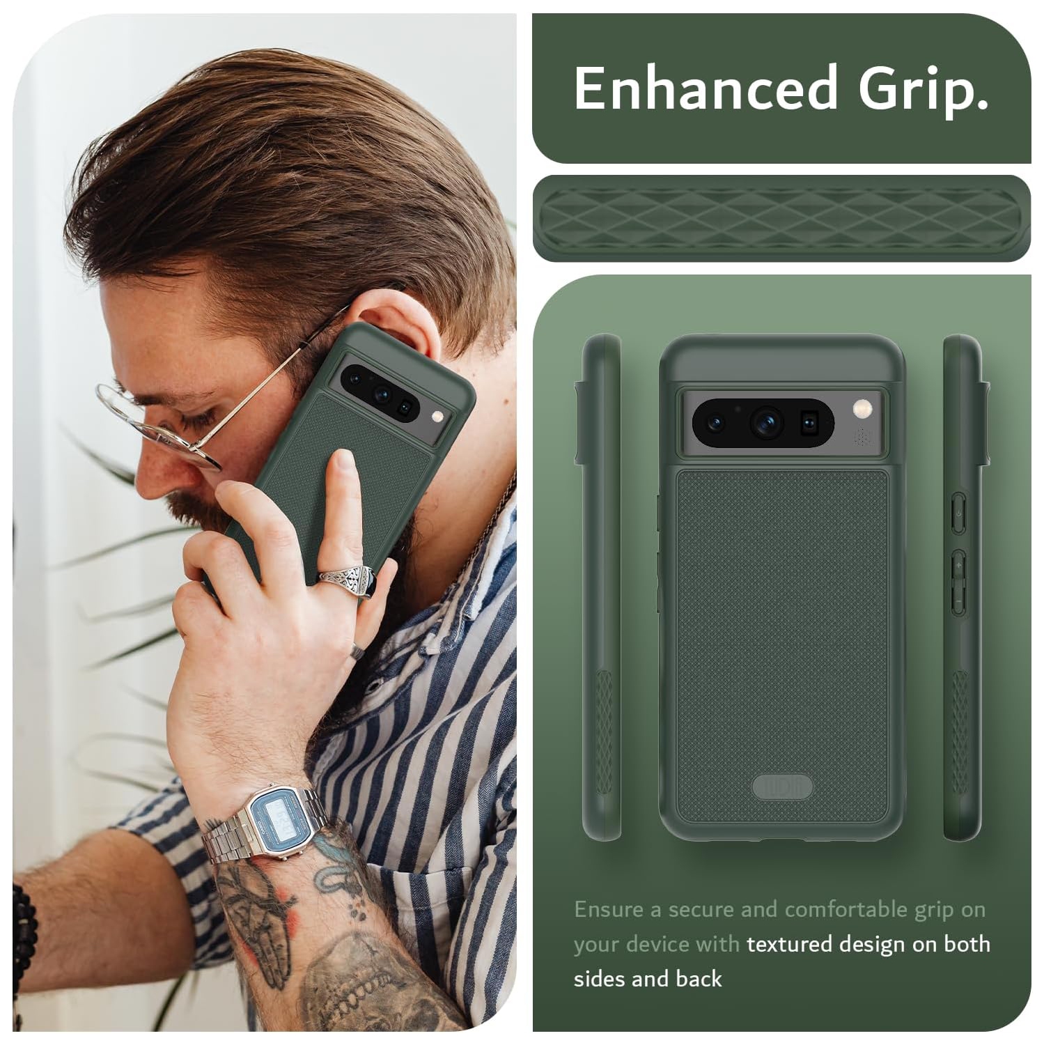 DualShield Grip – Étui antichoc double couche pour Pixel 8 Pro de Google, [MergeGrip] de qualité militaire