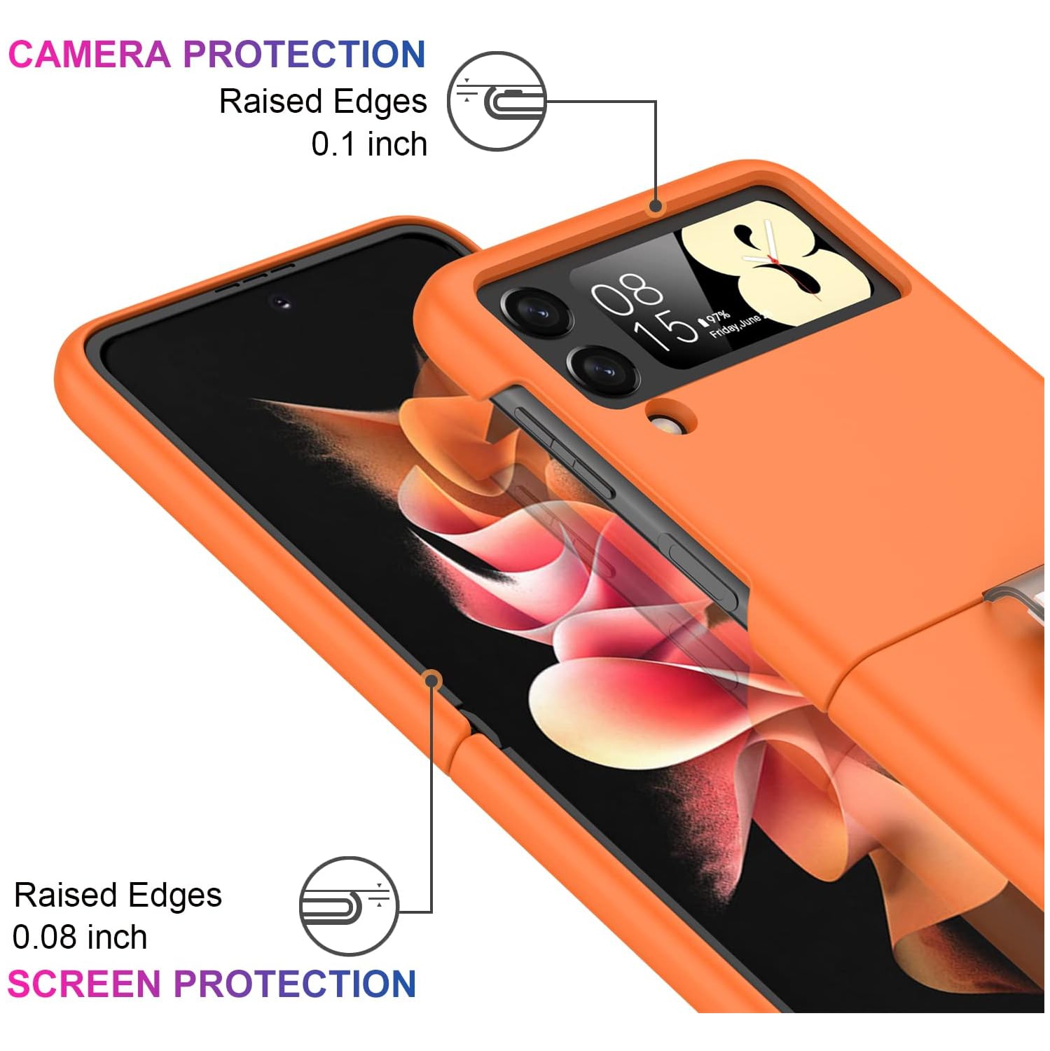Galaxy Z Flip 3 Case,Samsung Z Flip 3 Drop-Proof Anti-Slip Cover Heavy Duty Shockproof Full-Body Rugged