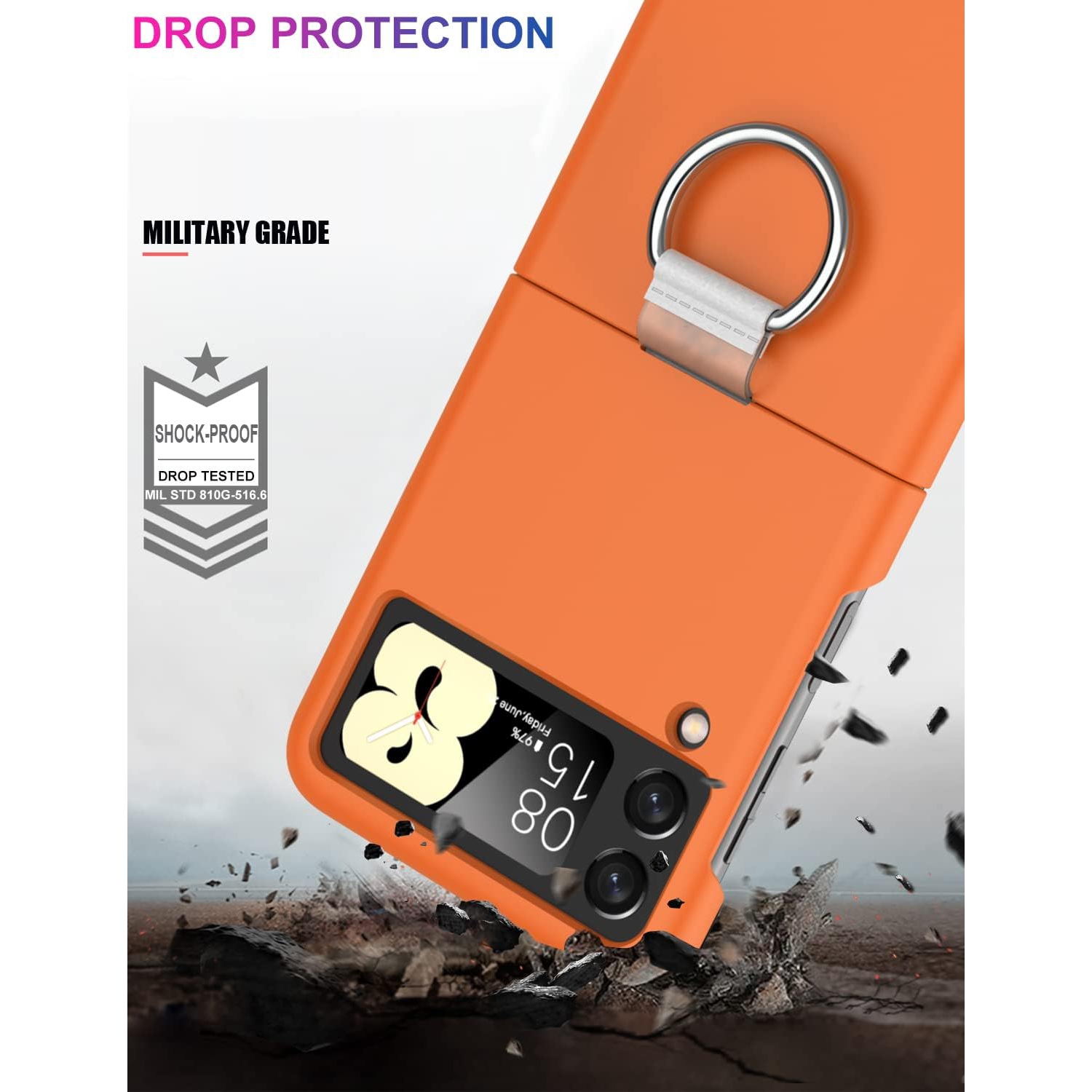 Galaxy Z Flip 3 Case,Samsung Z Flip 3 Drop-Proof Anti-Slip Cover Heavy Duty Shockproof Full-Body Rugged
