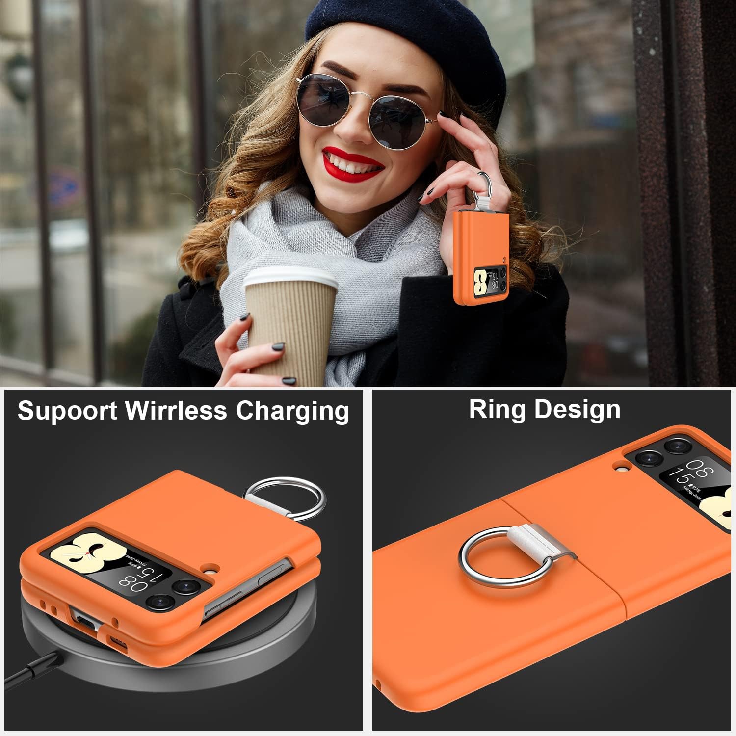 Galaxy Z Flip 3 Case,Samsung Z Flip 3 Drop-Proof Anti-Slip Cover Heavy Duty Shockproof Full-Body Rugged