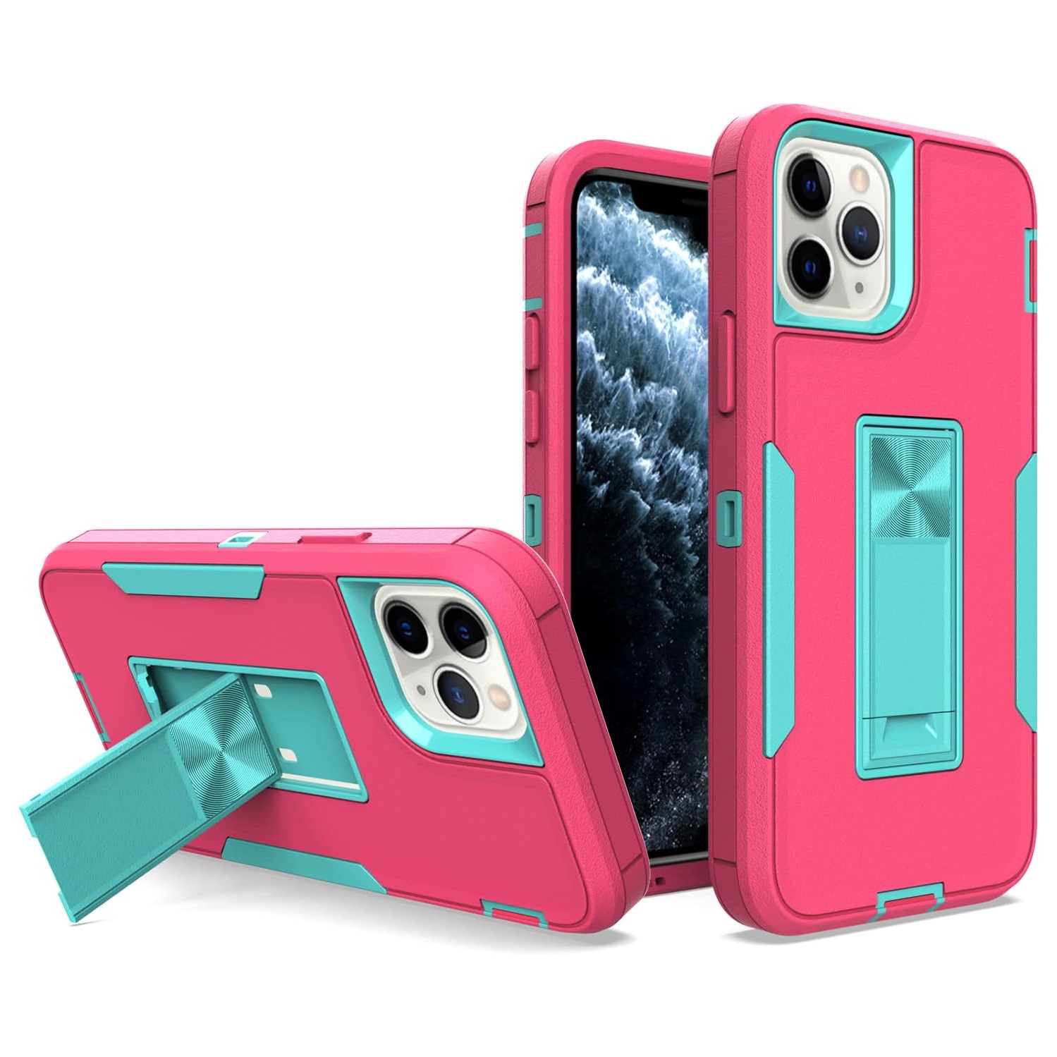 Conçu pour l'étui iPhone 11 Pro avec support, protection de qualité militaire contre les chutes, compatible avec le support magnétique pour l'auto,