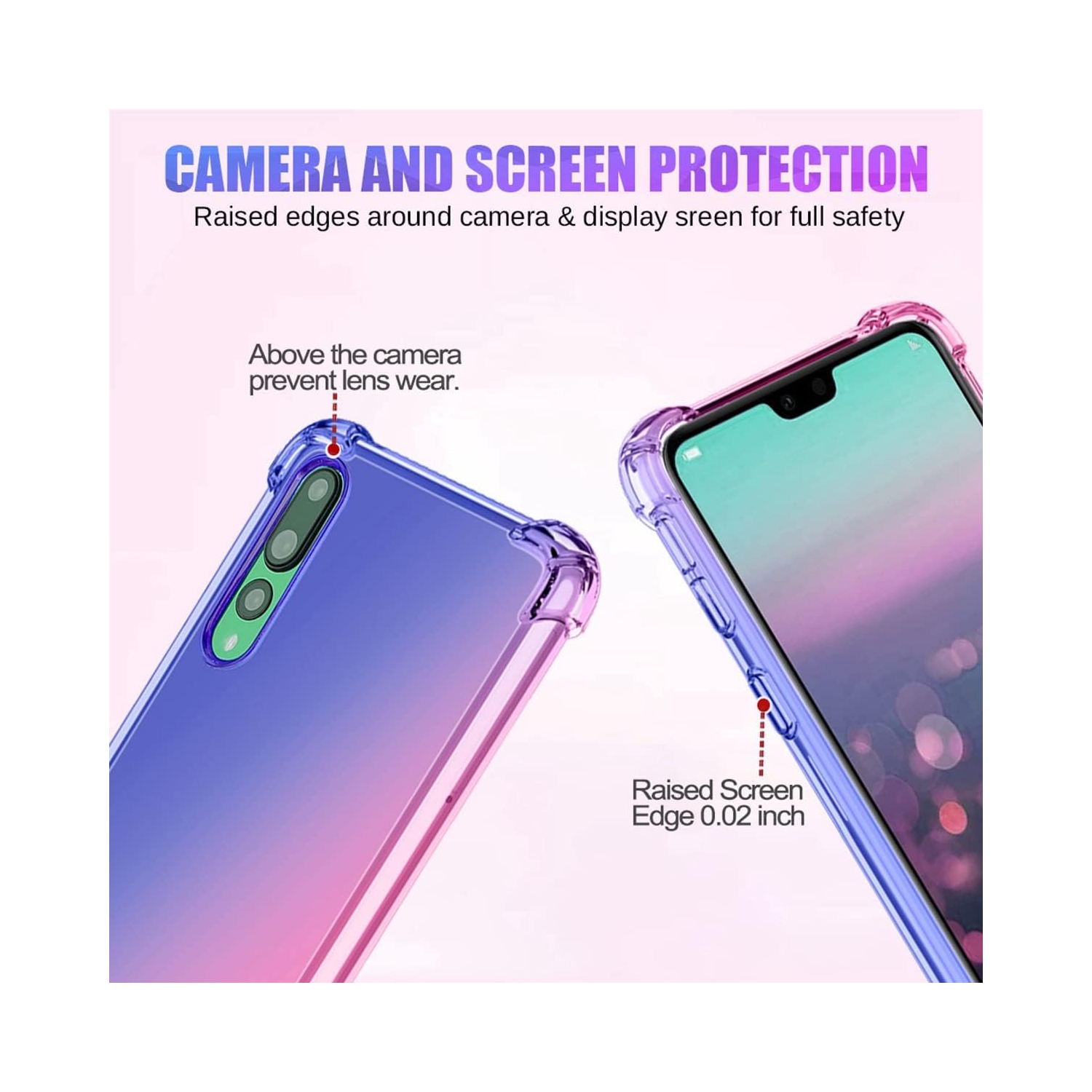 Étui pour Huawei P20 Pro Case, CLT-L09 CLT-L29 Cute Case Girls, étui gradient Slim anti Scratch Soft TPU