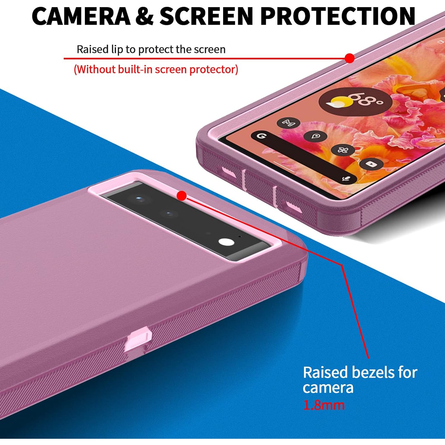 Case for Google Pixel 6, Pixel 6 Phone Case Heavy Duty Shockproof Dustproof Rugged Defender Protective, 3 in 1