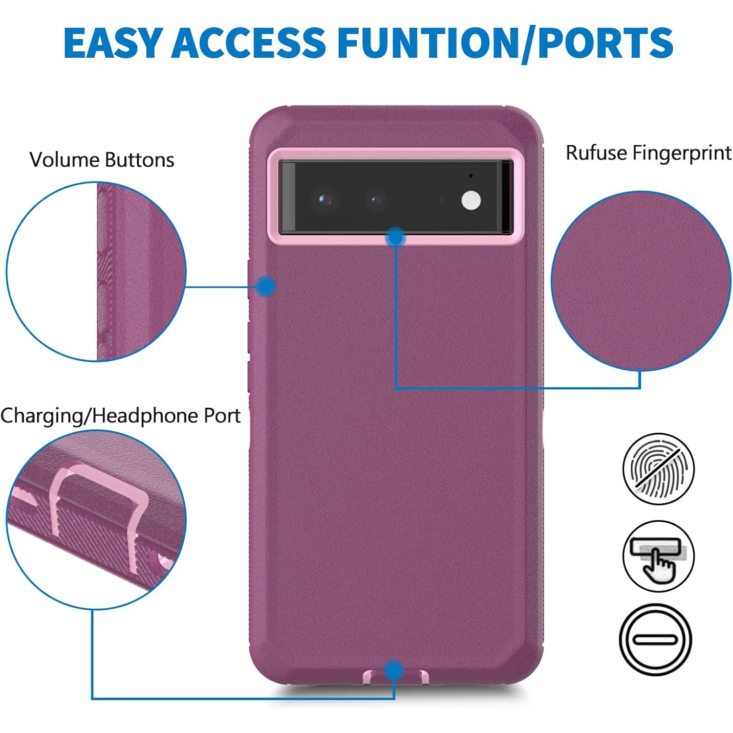 Case for Google Pixel 6, Pixel 6 Phone Case Heavy Duty Shockproof Dustproof Rugged Defender Protective, 3 in 1