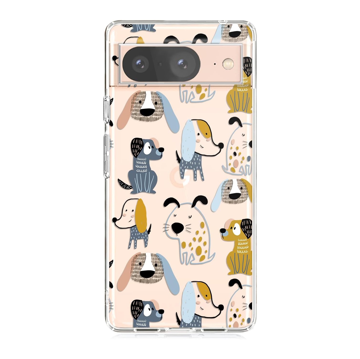 for Google Pixel 8 Case, Fun Dog Style Cute Animal Pattern Funny Cartoon Design Transparent Soft TPU