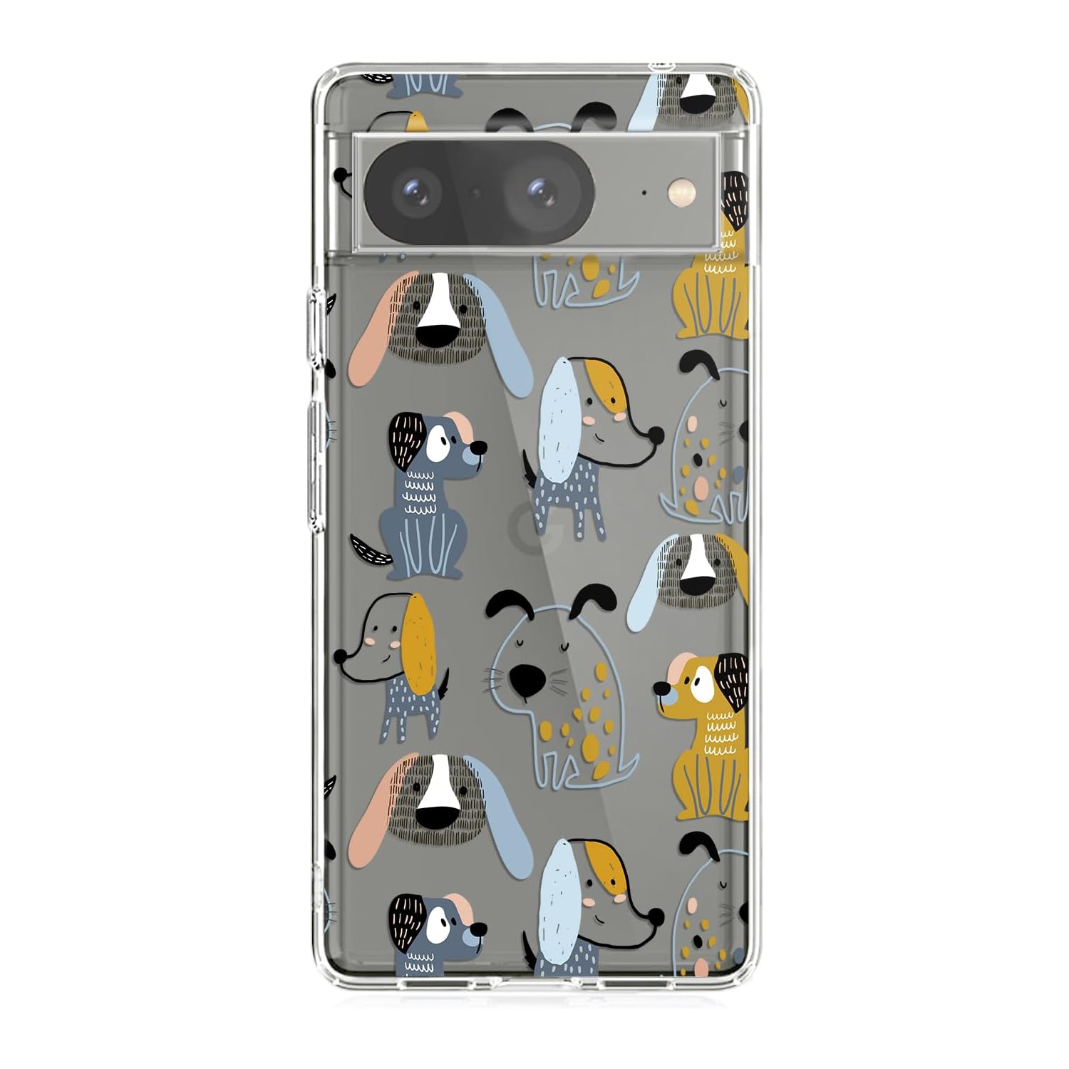 for Google Pixel 8 Case, Fun Dog Style Cute Animal Pattern Funny Cartoon Design Transparent Soft TPU